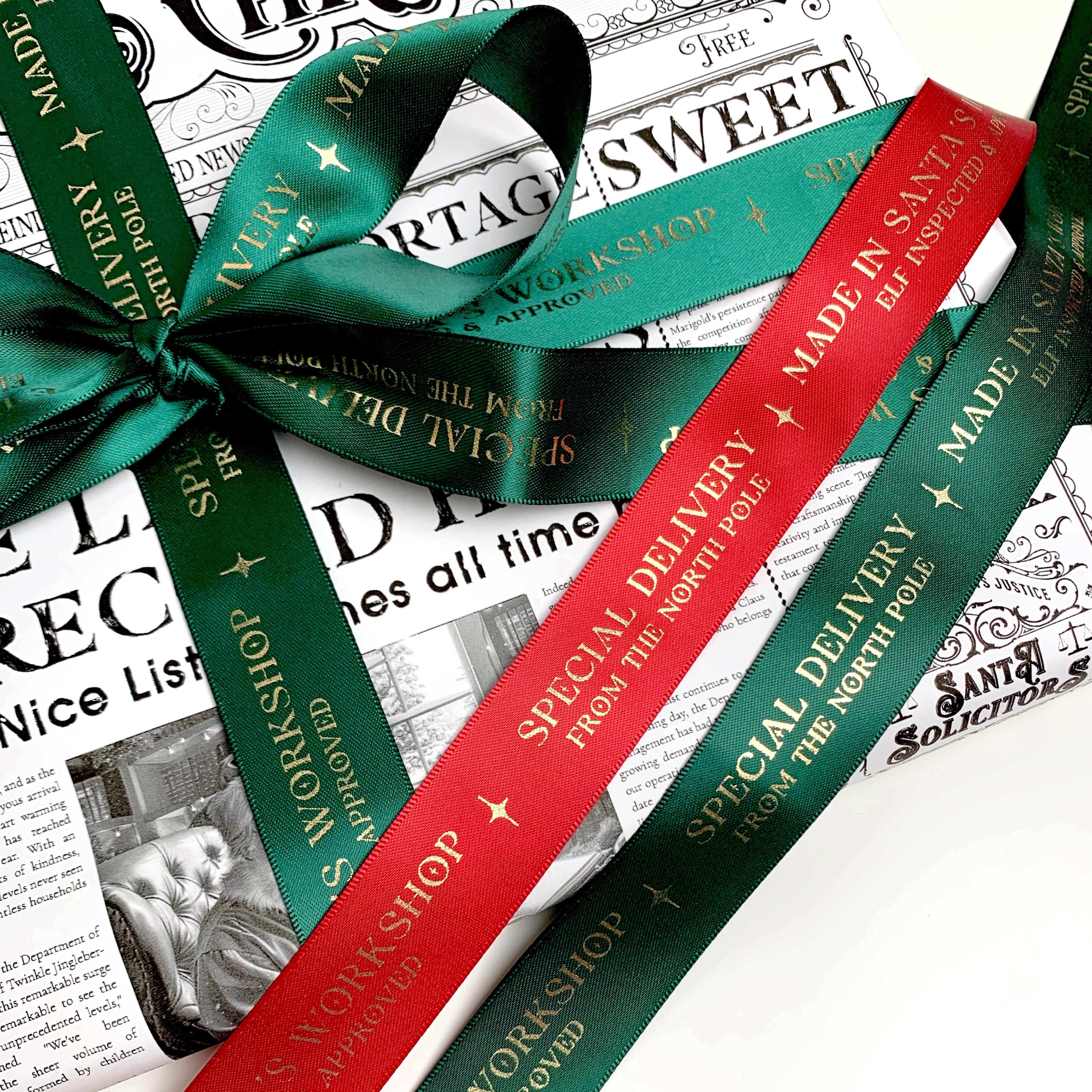 Made In Santa's Workshop Christmas Red Ribbon - 3m