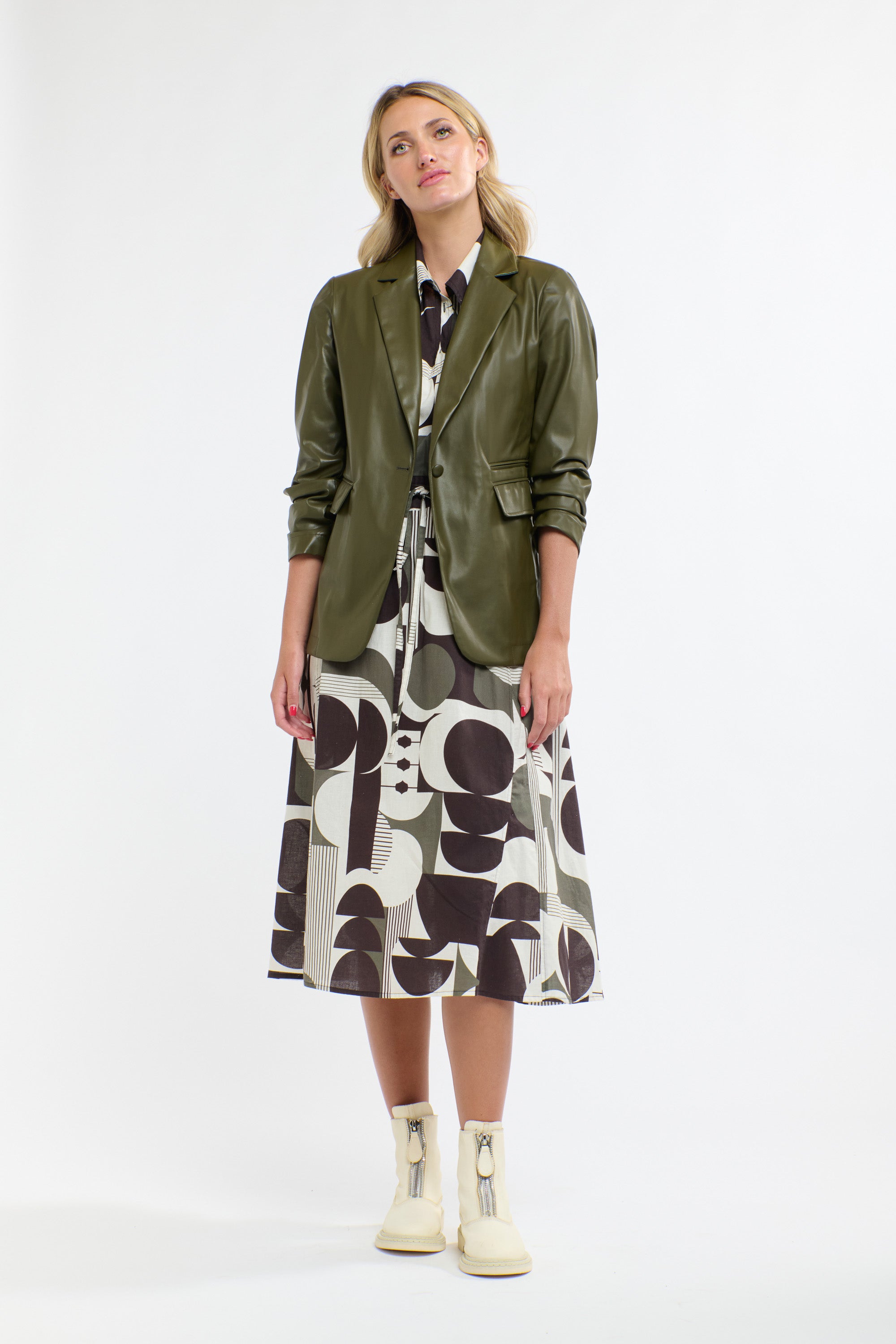 PU Blazer by 365 Days - Khaki