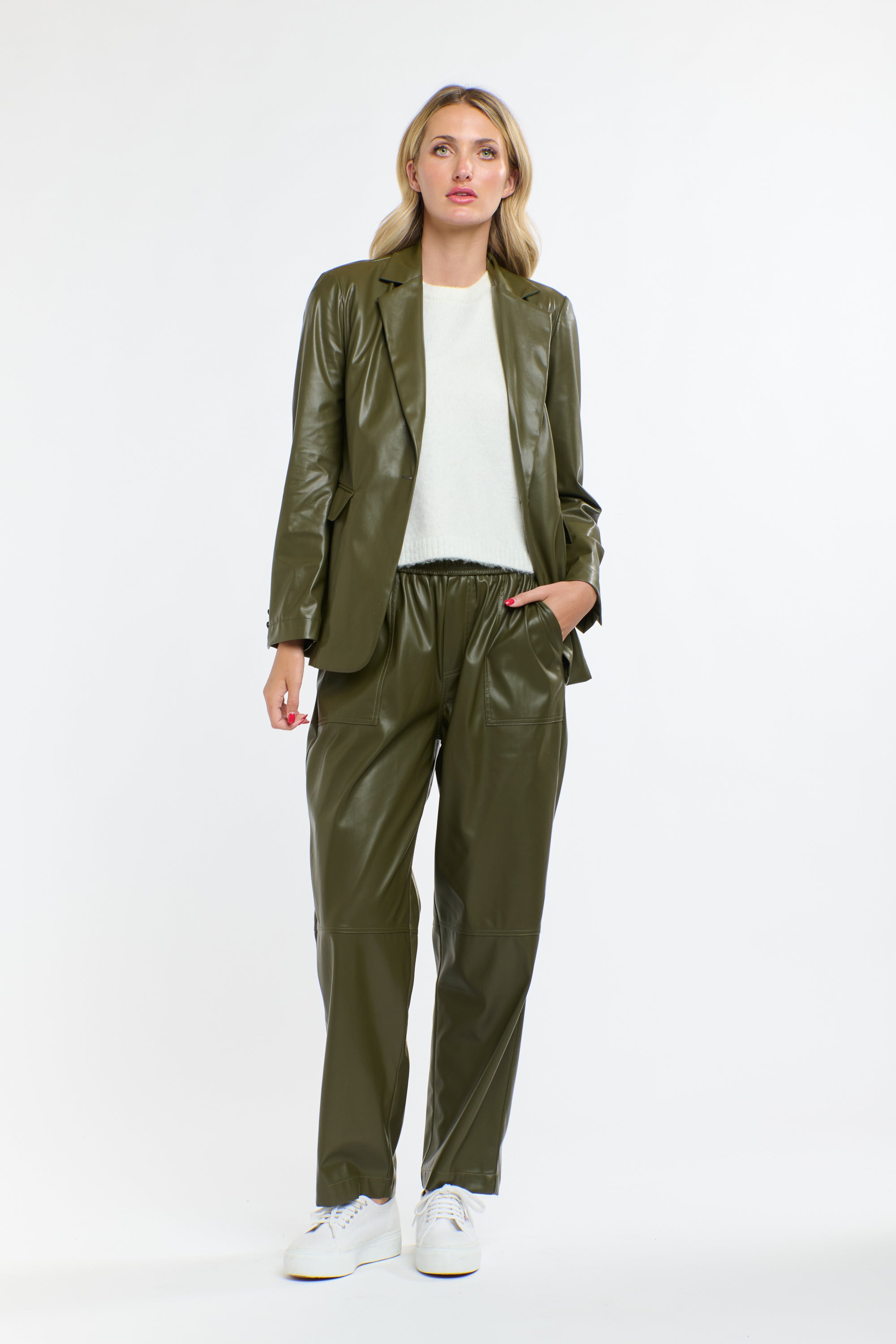 PU Blazer by 365 Days - Khaki
