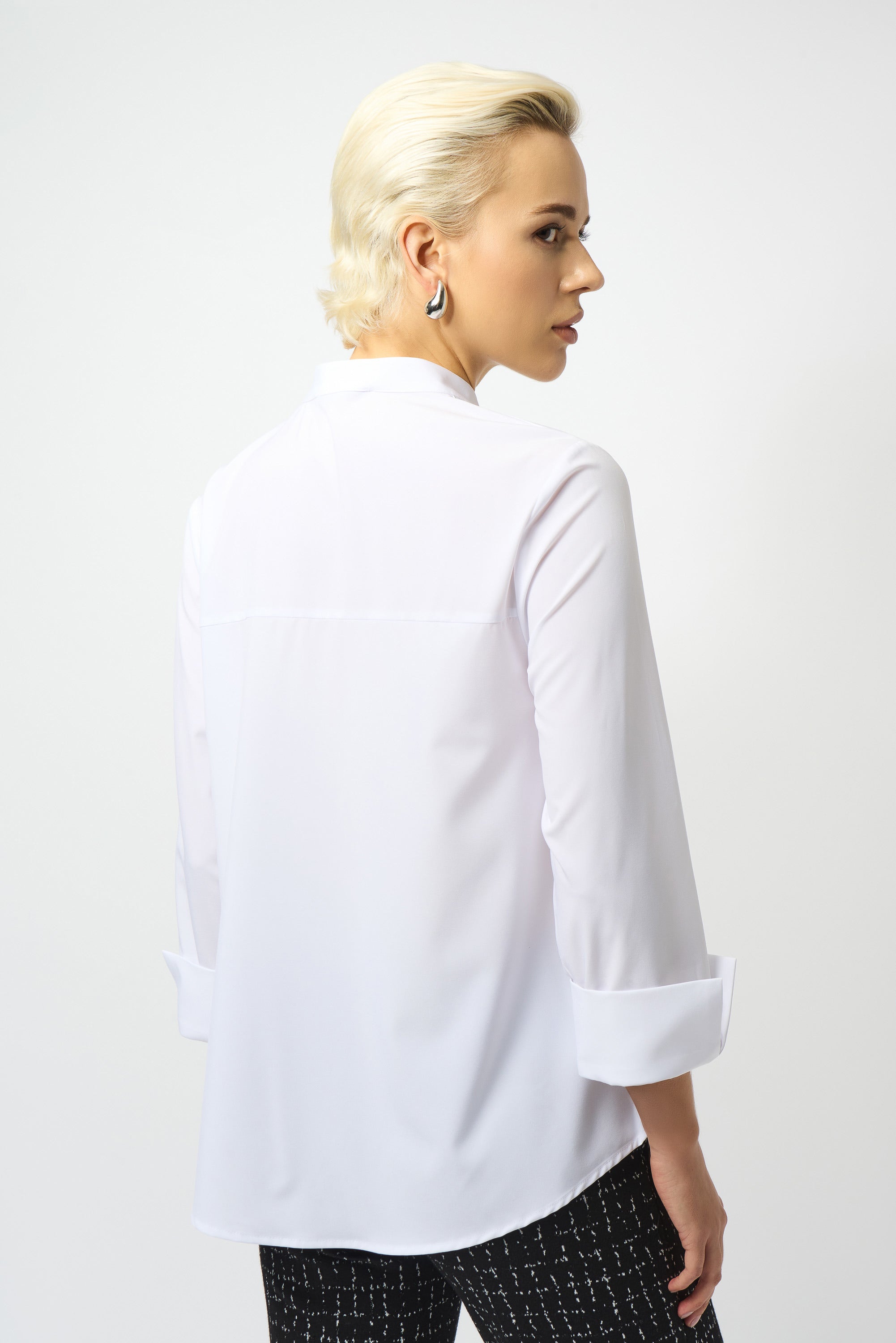 Stretch Poplin Ruffled Blouse by Joseph Ribkoff - Optic White