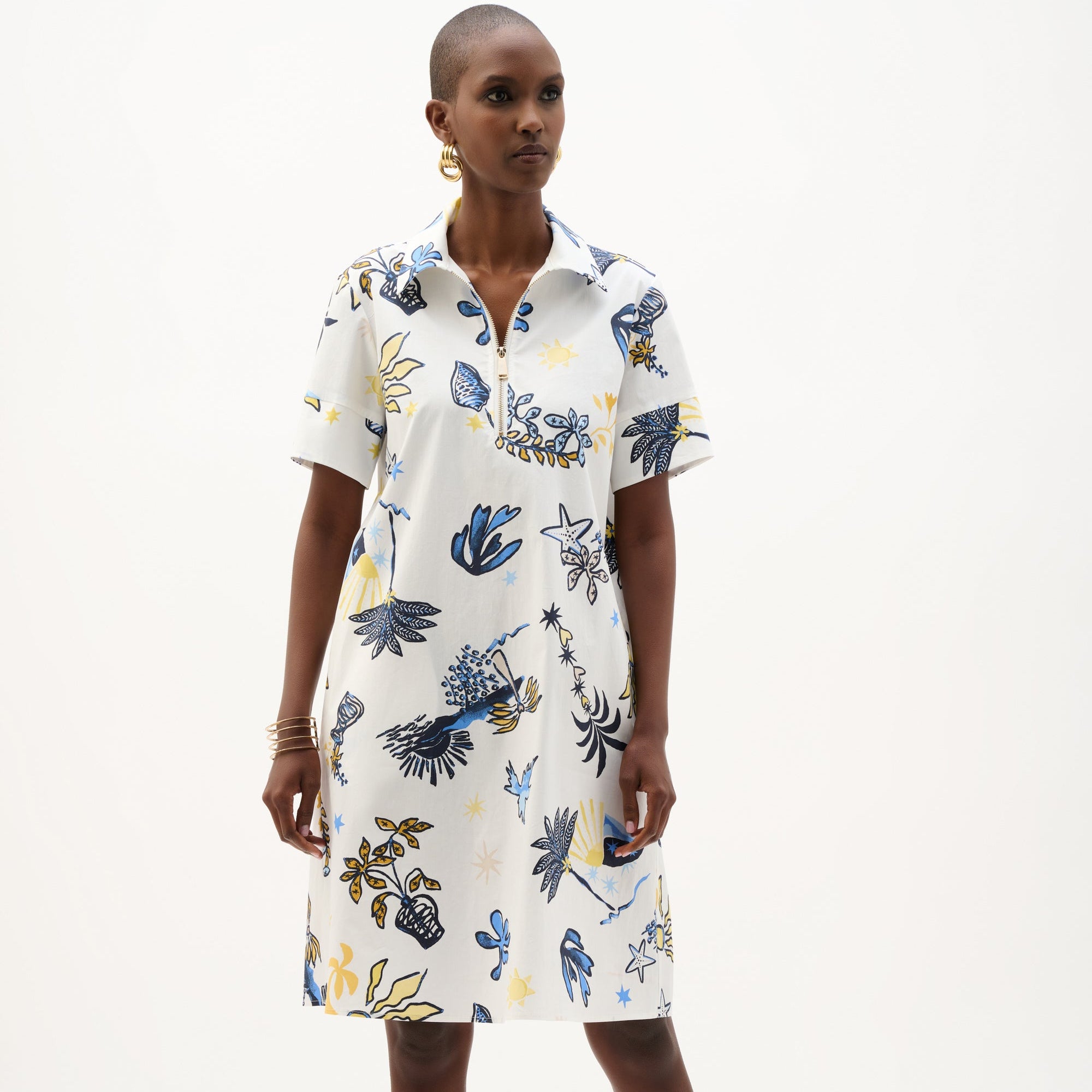 Stretch Cotton Tropical Print A-Line Dress by Joseph Ribkoff