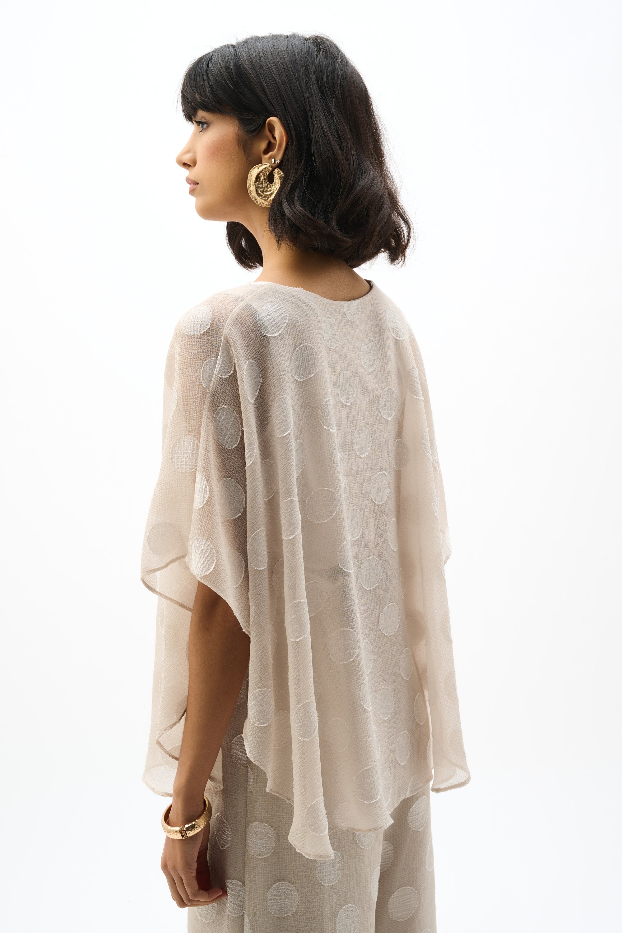 Chiffon Jacquard Dot Print Poncho Top by Joseph Ribkoff