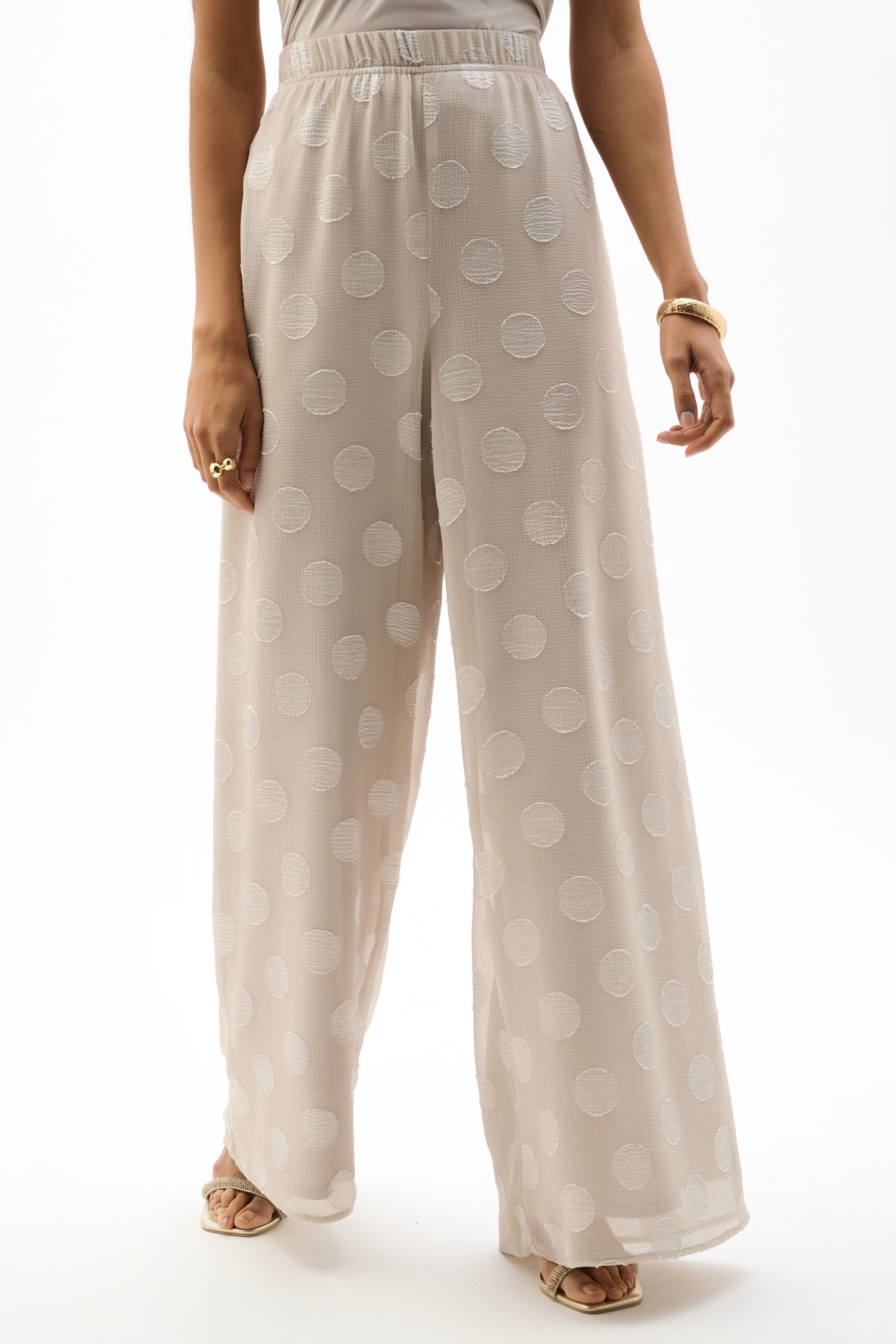 Chiffon Jacquard Dot Print Wide Leg Pants by Joseph Ribkoff