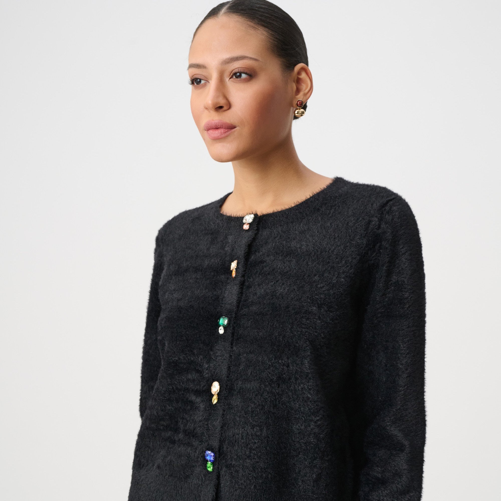 Bejeweled Crewneck Cardigan by Joseph Ribkoff