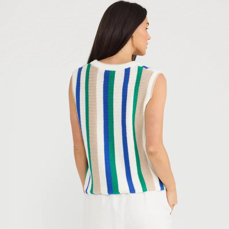 Darcia knit top blue green multi by Brave & True