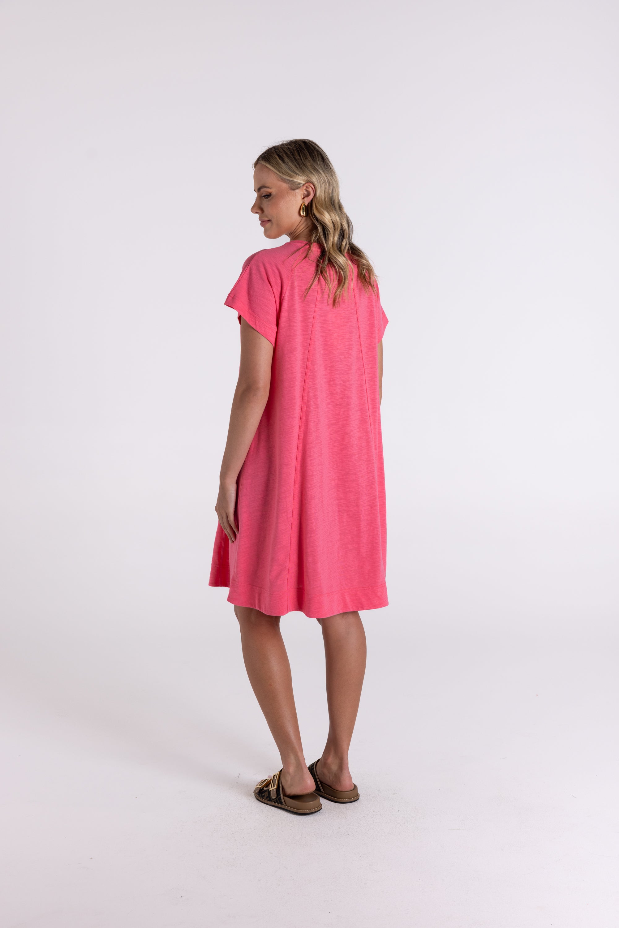 Jersey T-Shirt Dress by Two-T's - Flamingo