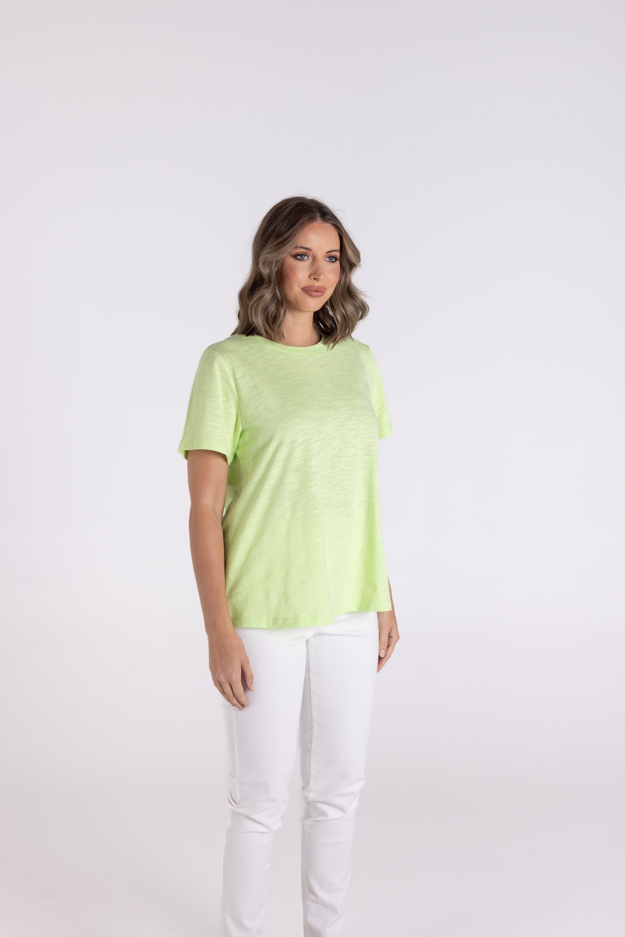 Crew Neck T-Shirt by Two-T's - Lime