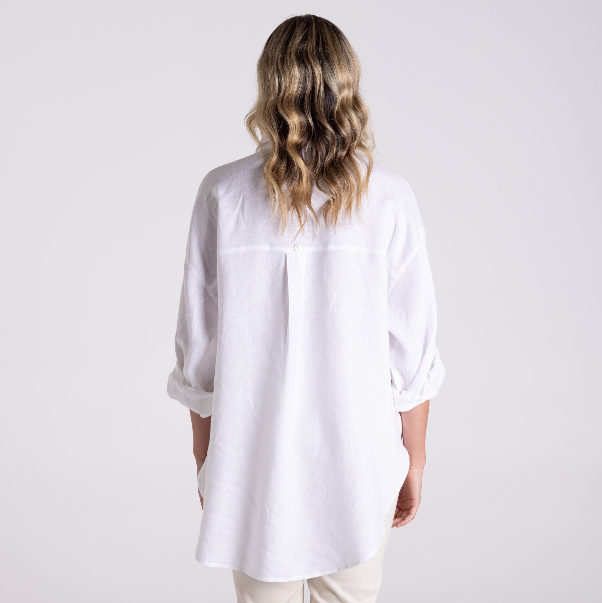 Oversized Linen Shirt by Two-T's - White
