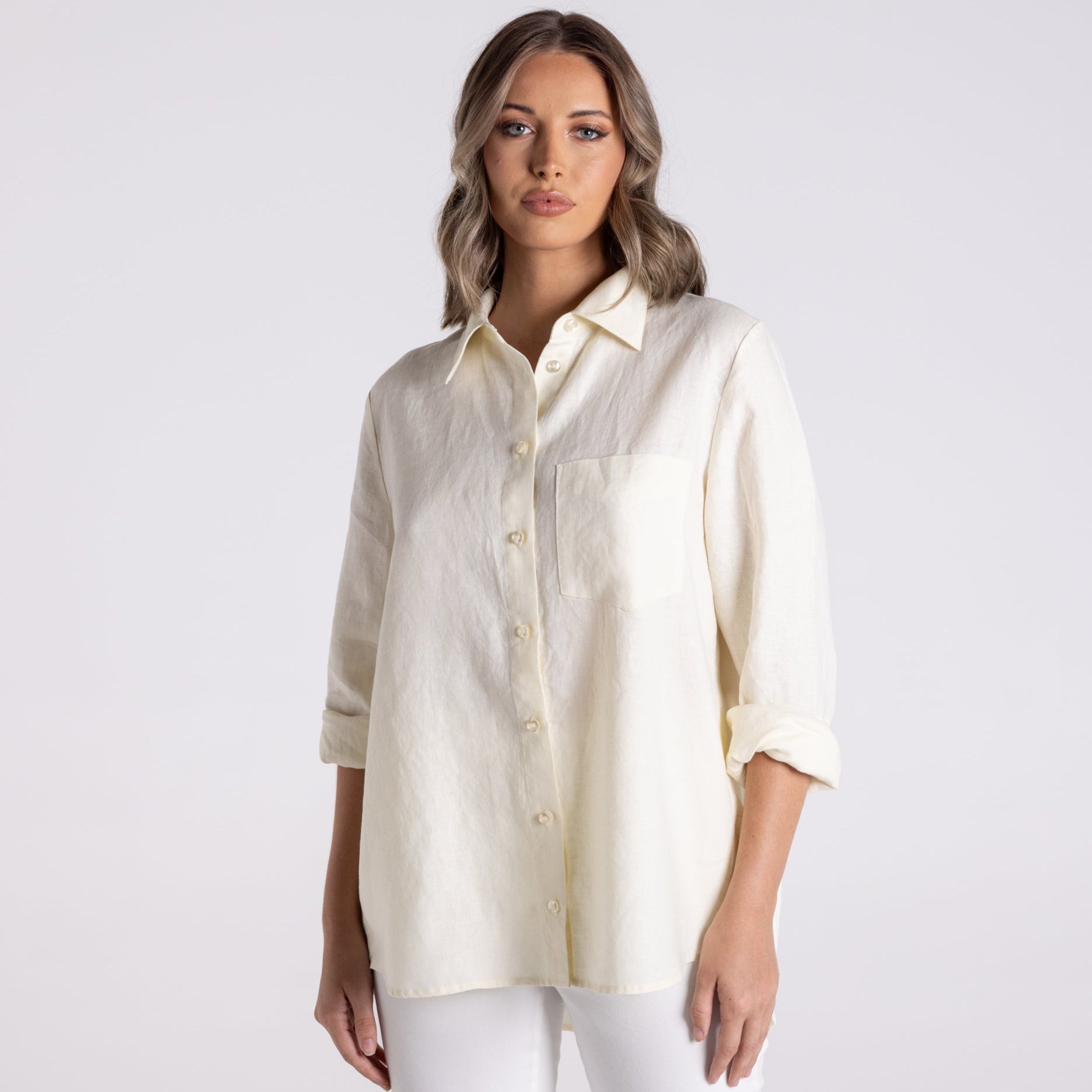 Classic Linen Shirt by Two-T's - Butter
