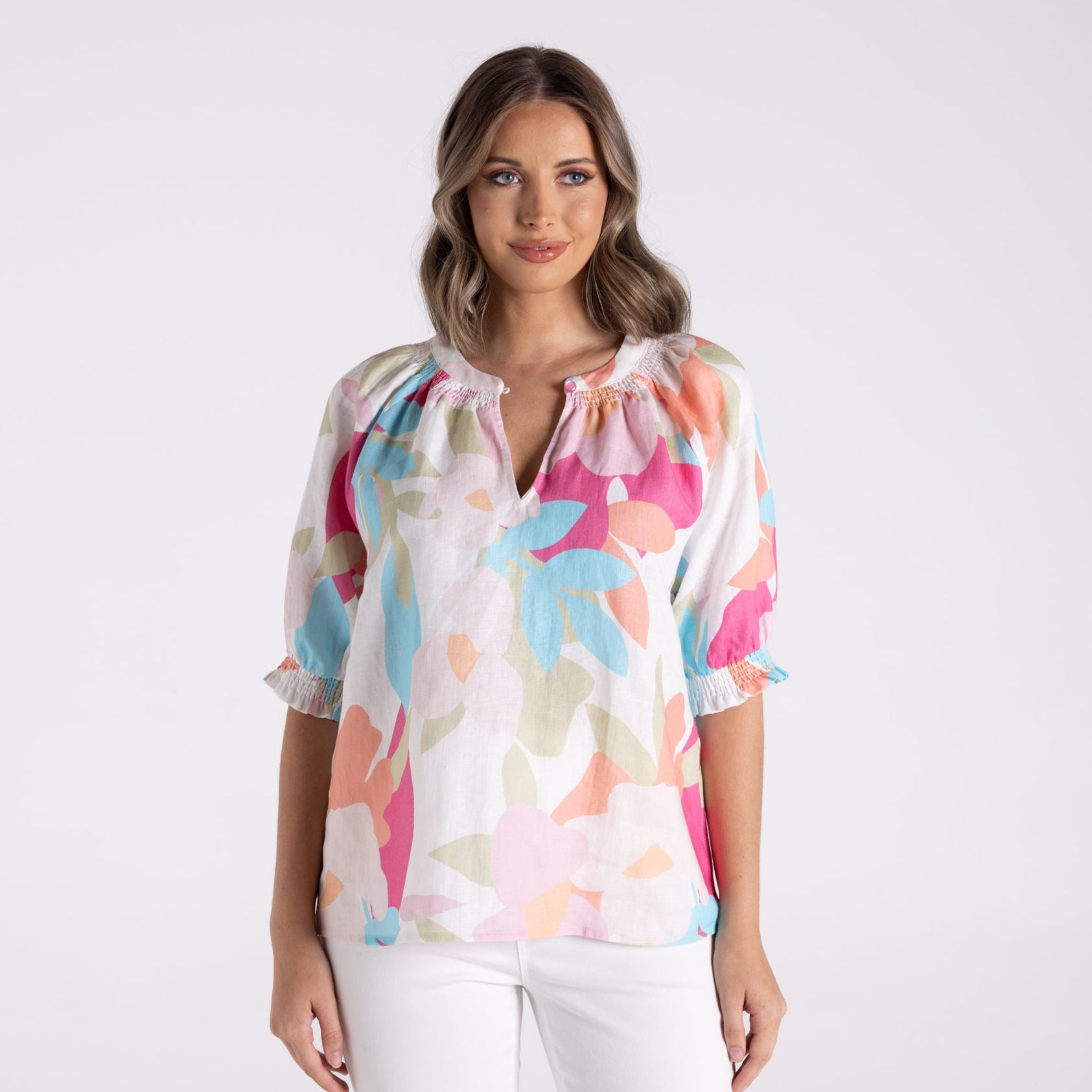 Anna Print Keyhole Top by Two-T's - Anna Print