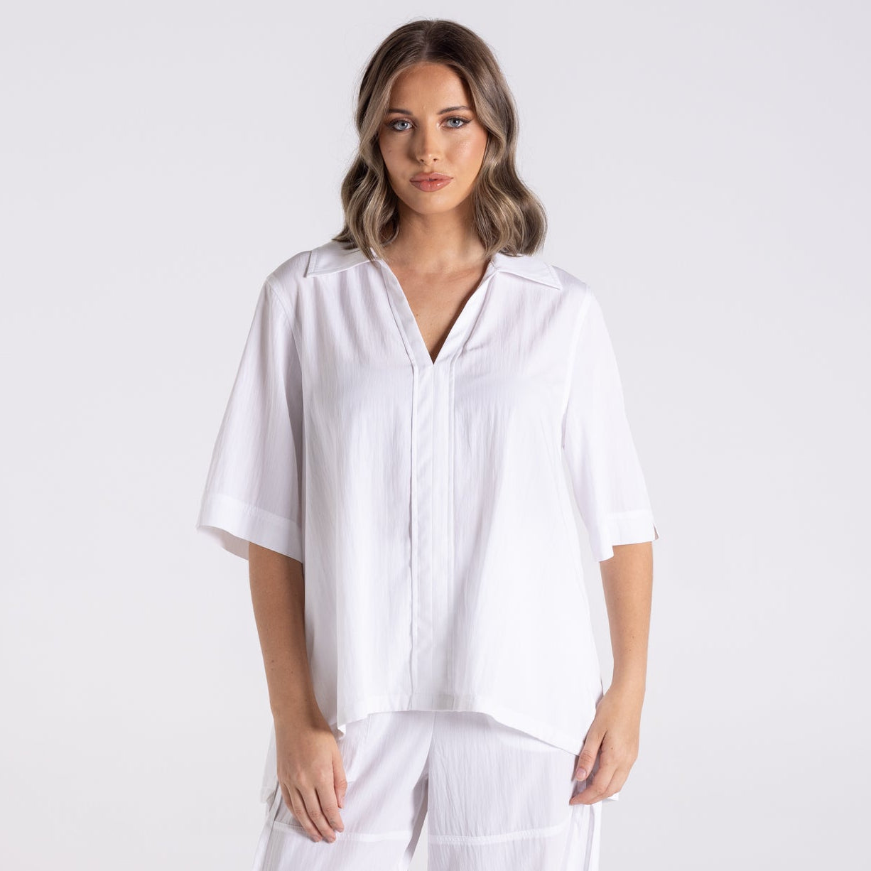 Crinkle short sleeve top by Two-T's