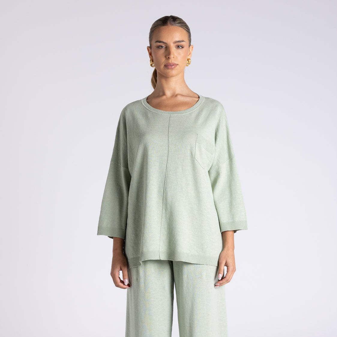 Pippa knit top - Sage by Two T's