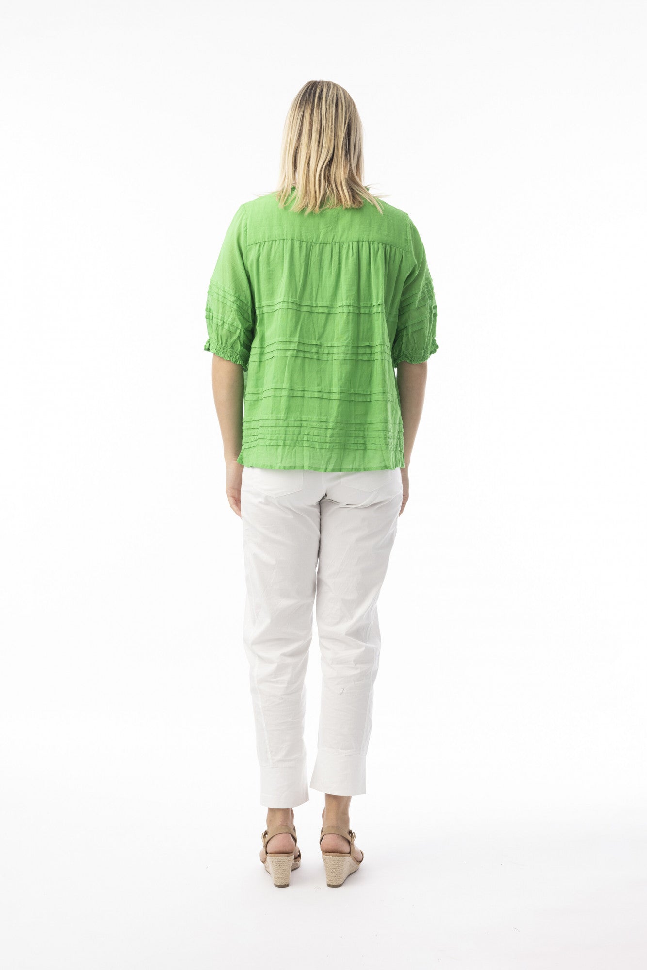 Essentials Pleated Top by Orientique - Green