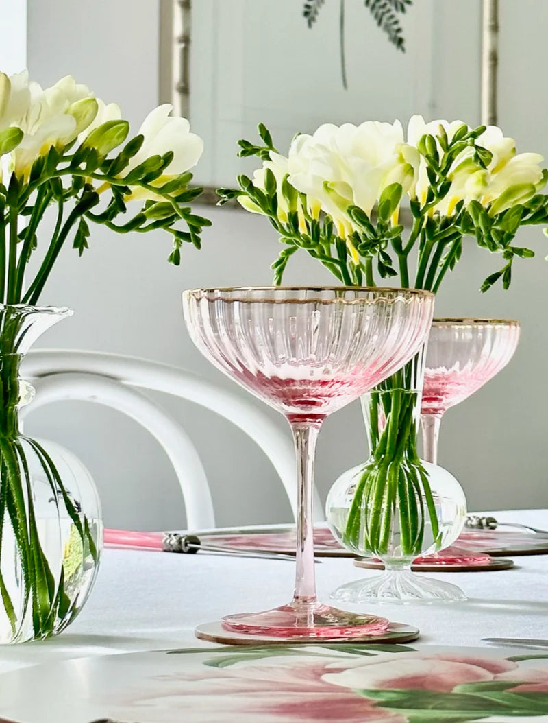 Soiree Crystal Coupe Glasses - Pink