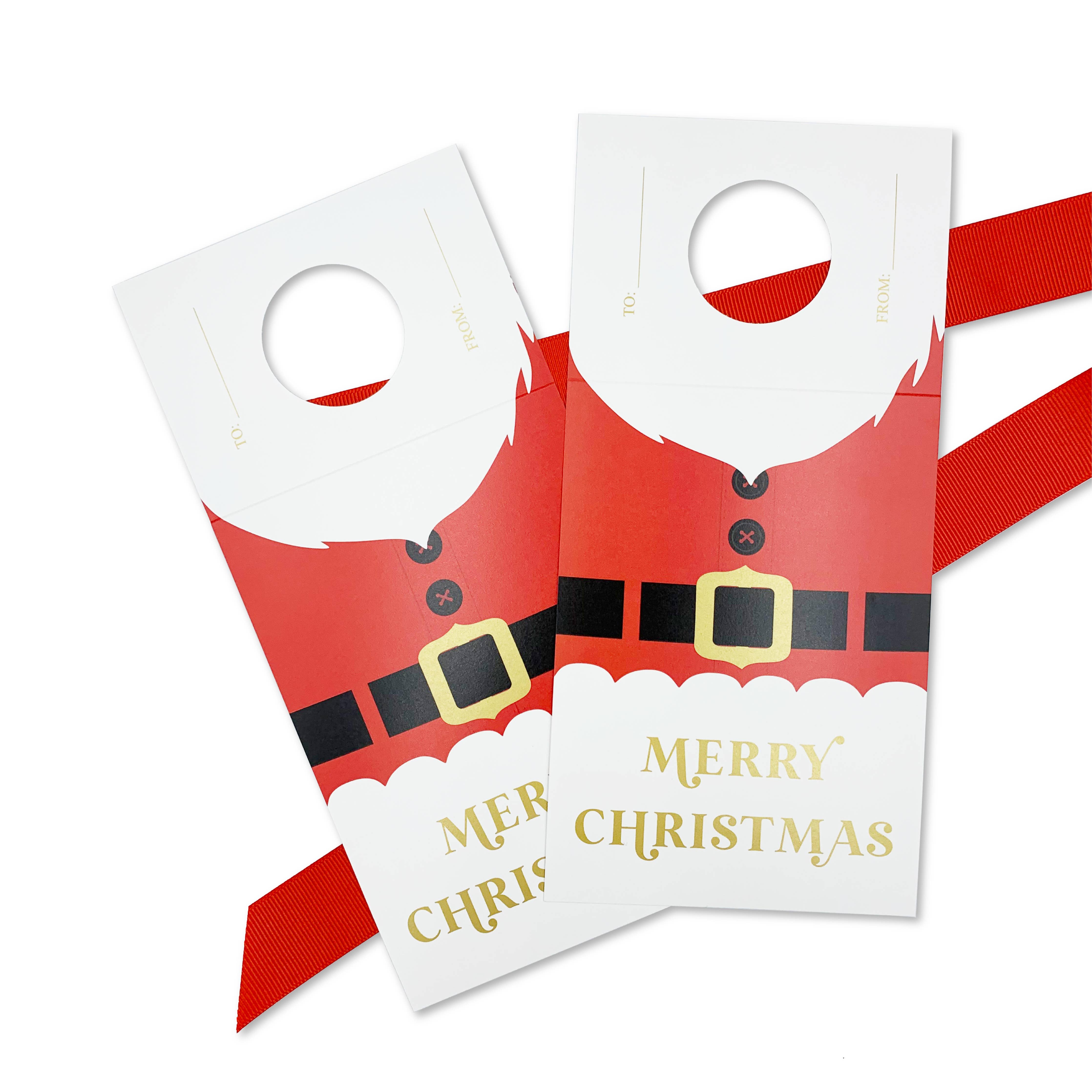 Santa Christmas Wine Bottle Gift Tag Kit - Set of 2