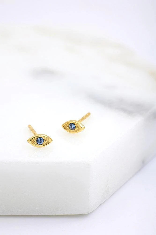 Grace Gold Stud by Zafino- Sapphire