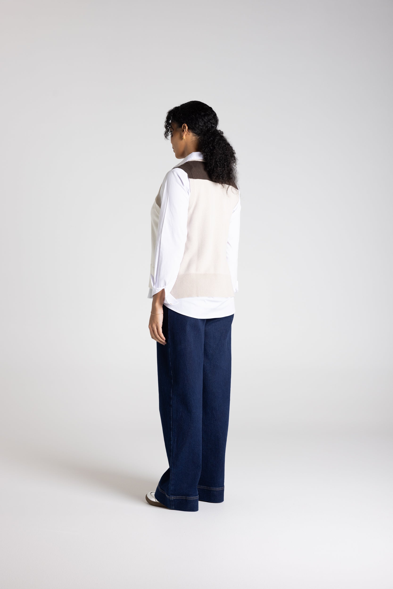 Colour Block Vest by Two-Ts - Ivory Combo