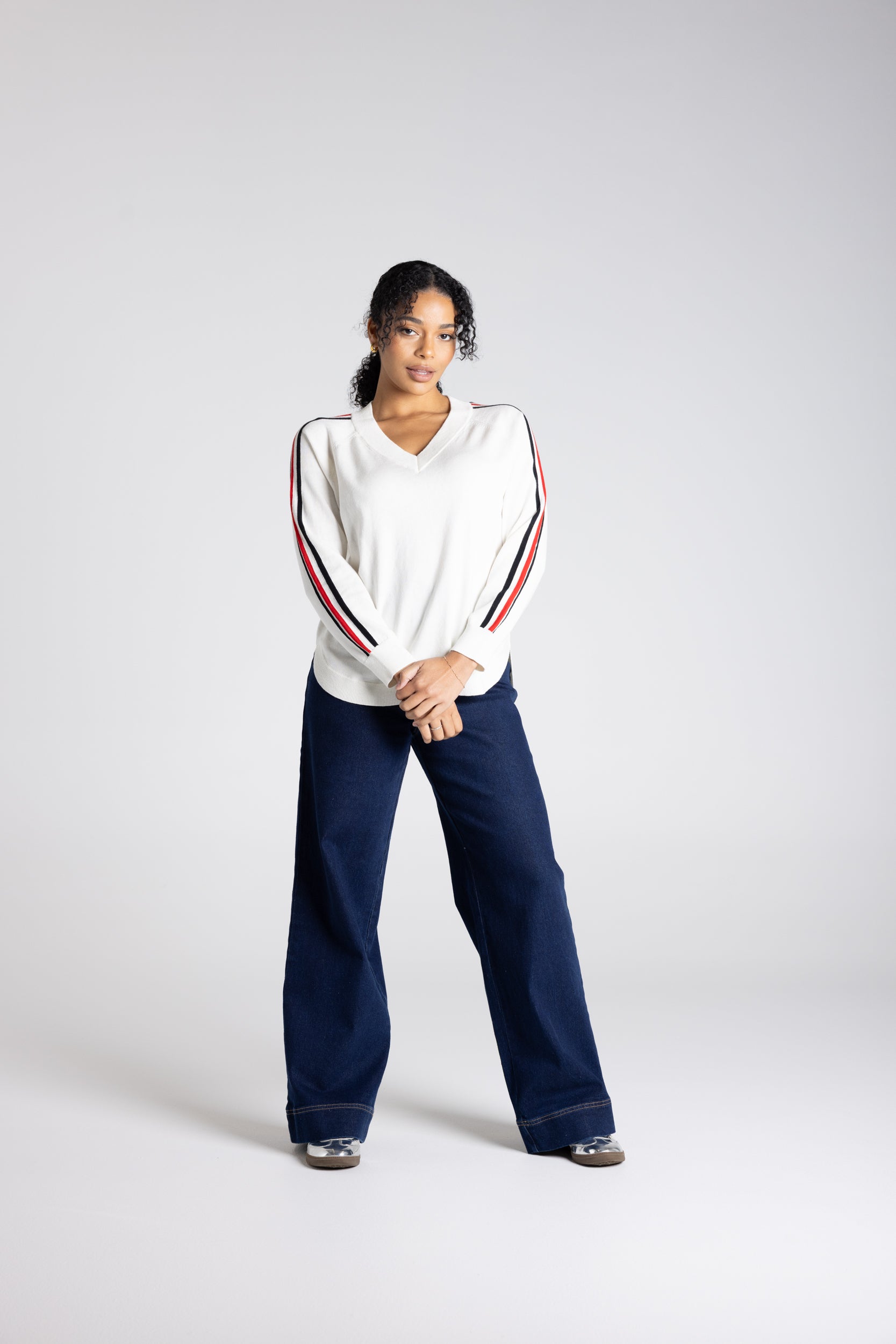 Multi Stripe Knit by Two-Ts - Ivory Combo