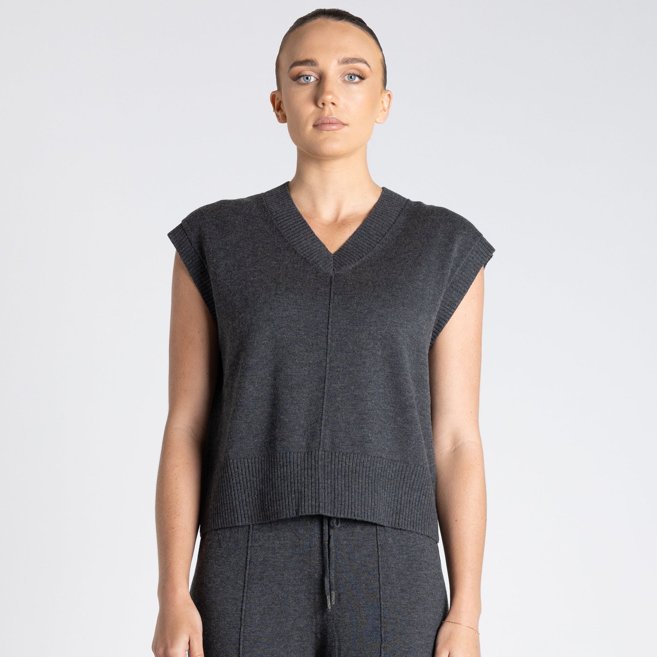 V Neck Cotton/Merino Vest by Two-T's