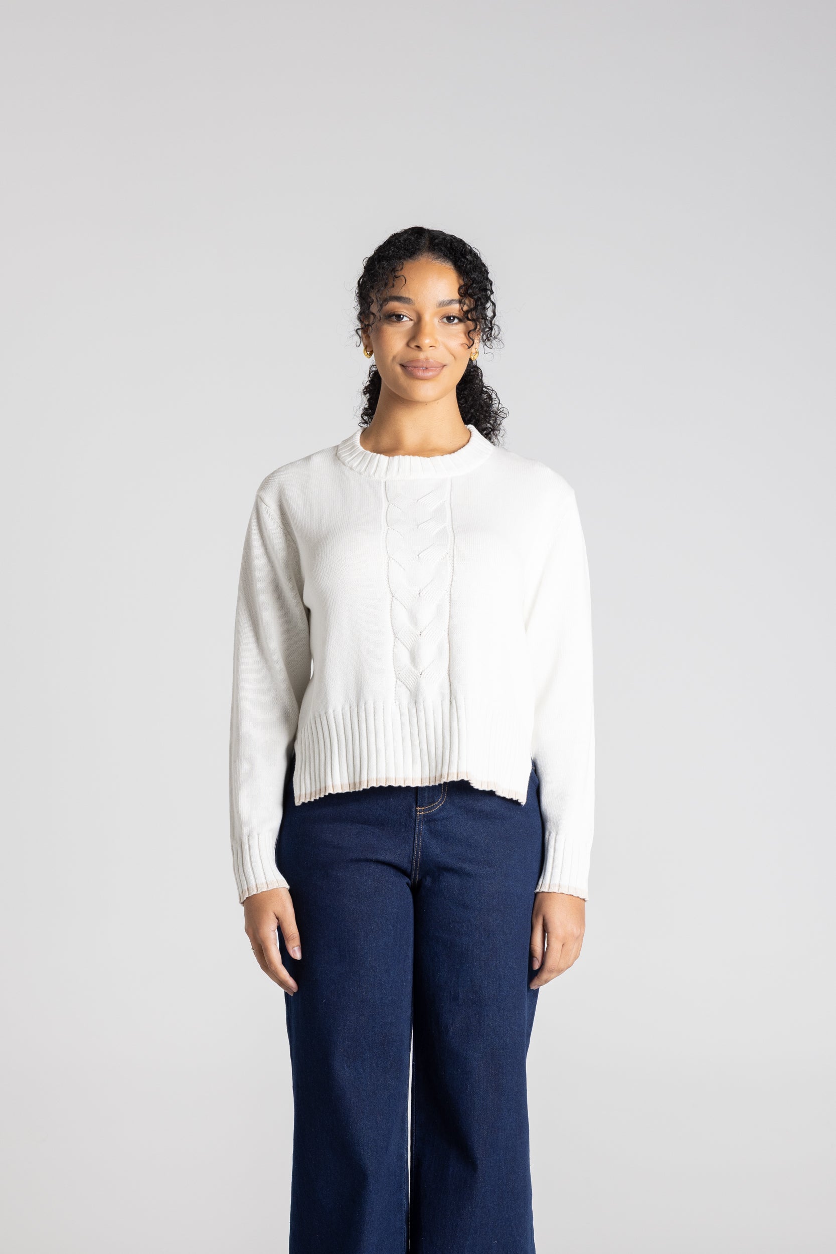 Cable Knit by Two-Ts - White w/Oat Tipping