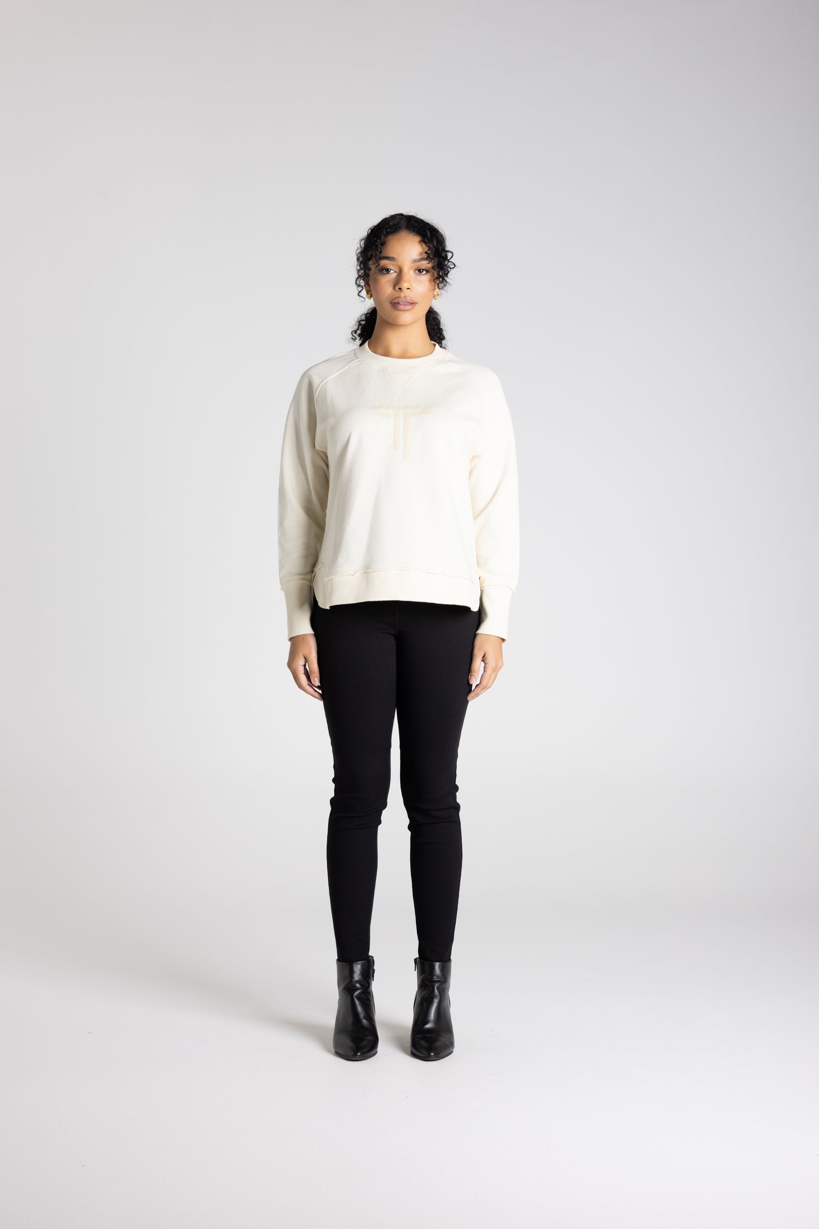 Raw Edge Sweater by Two-Ts - Ivory