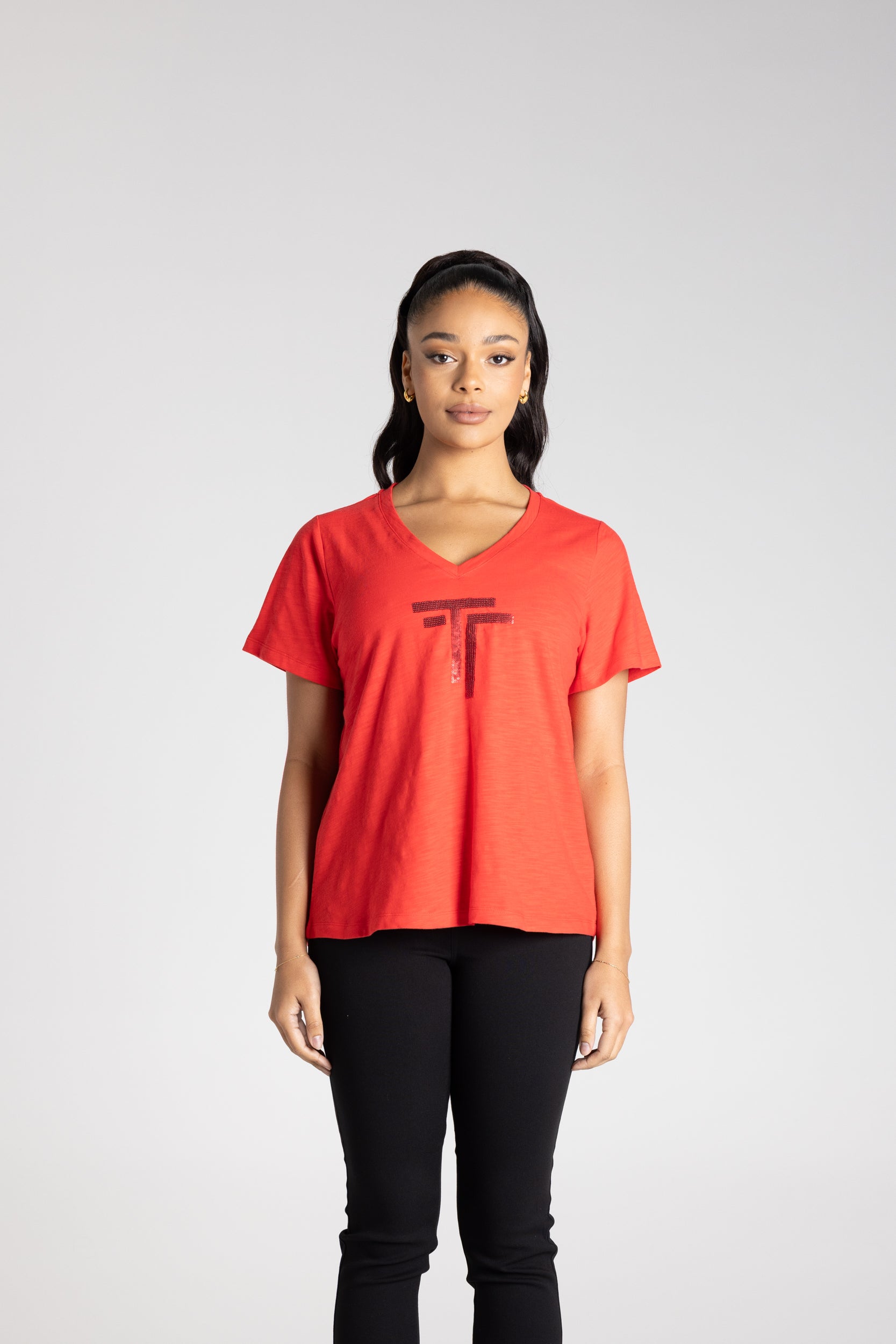 V-Neck T-Shirt by Two-Ts - Intense Orange