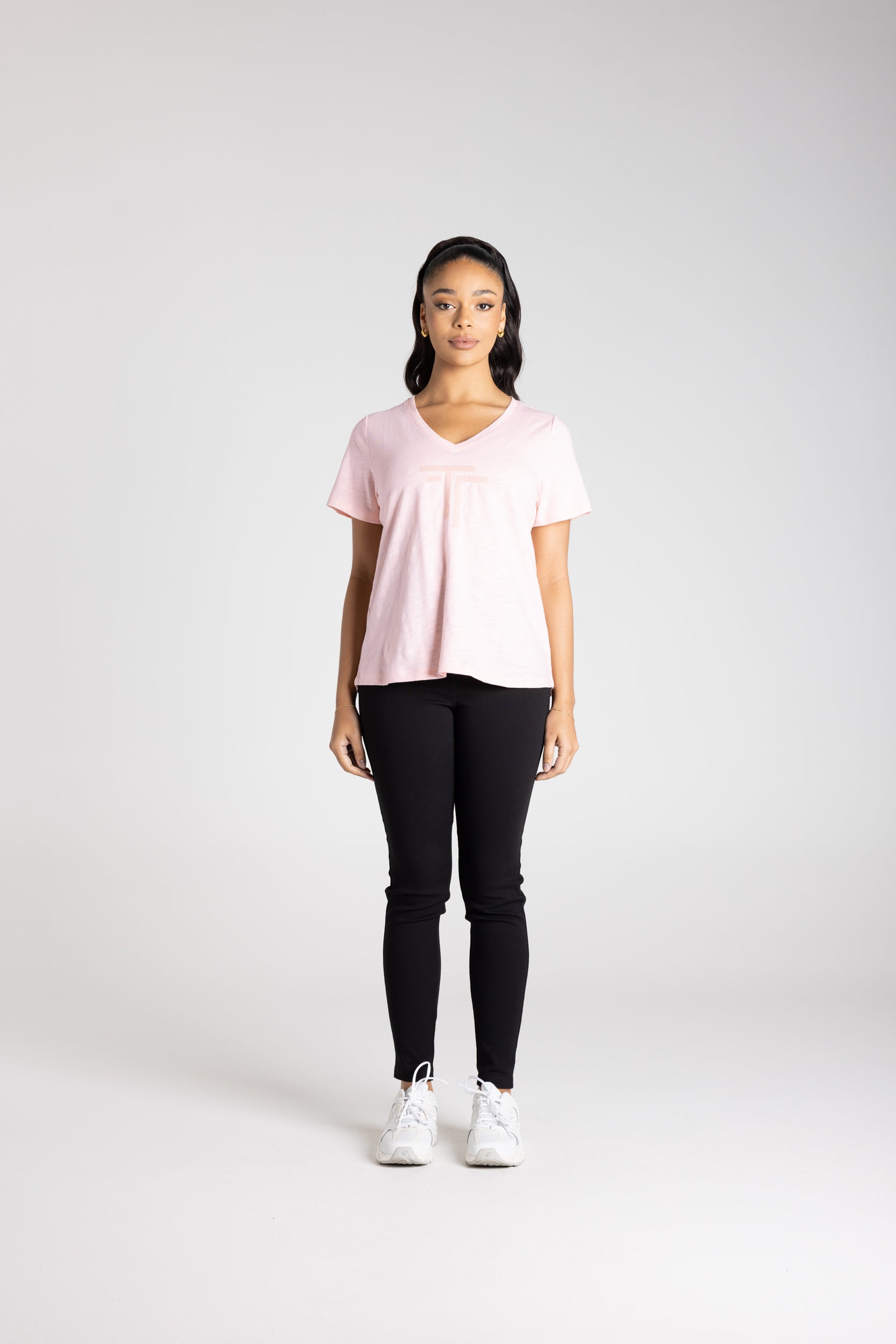 V-Neck T-Shirt by Two-Ts - Pale Pink