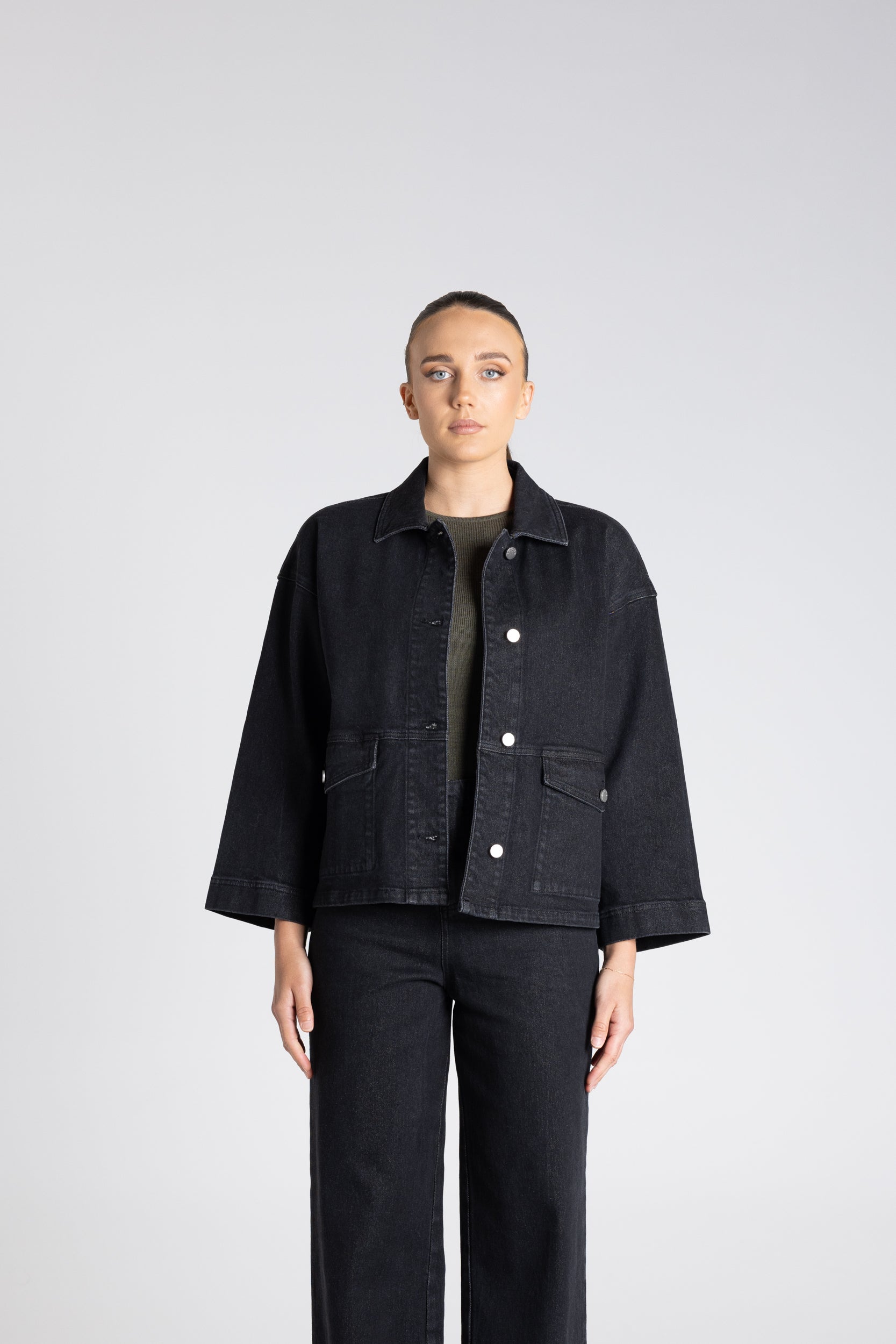 Denim Jacket by Two-Ts - Black Denim
