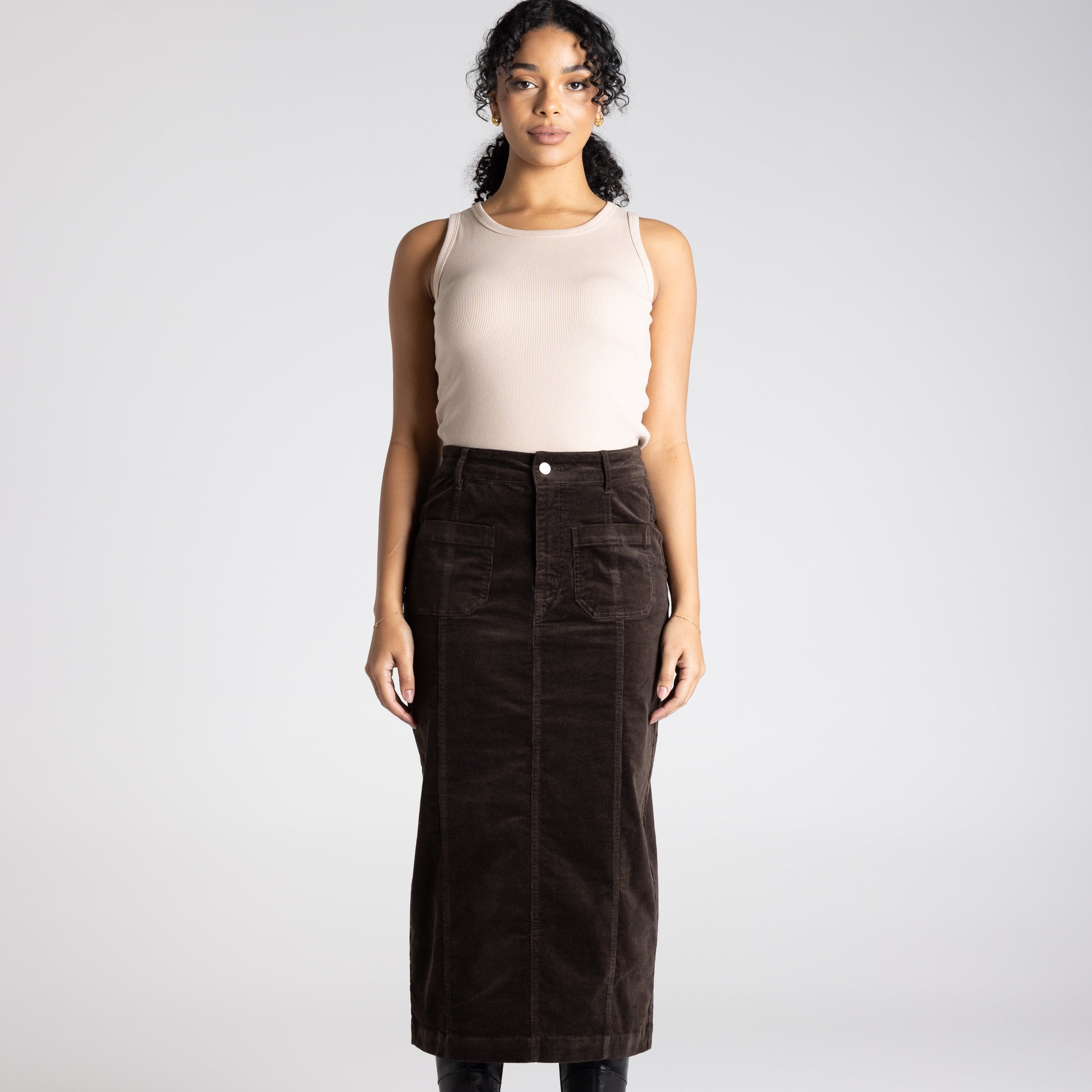 Cord Midi Skirt by Two T's