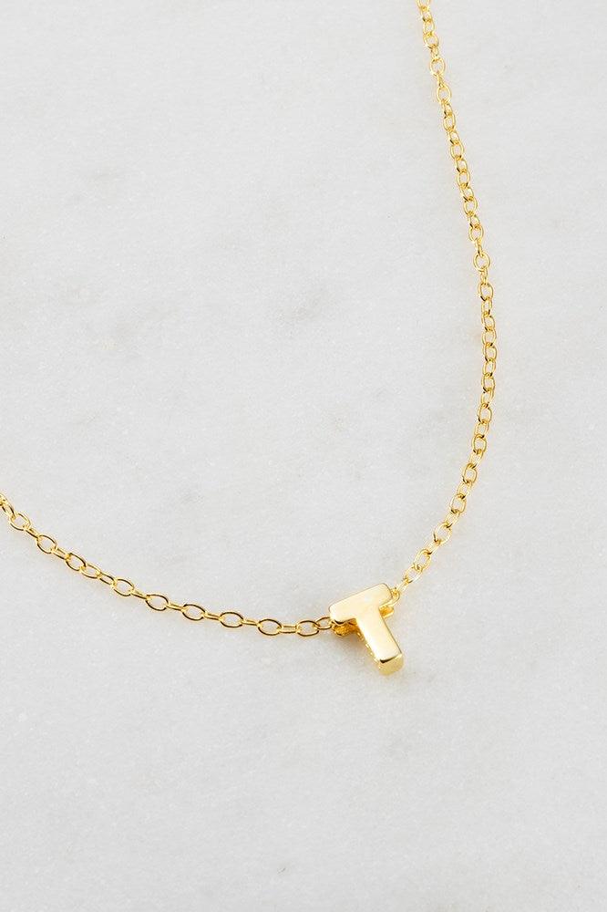 Letter Necklace T by Zafino- Gold