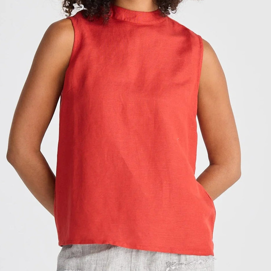 Adel Top by The Shanty- Cherry Linen Blend