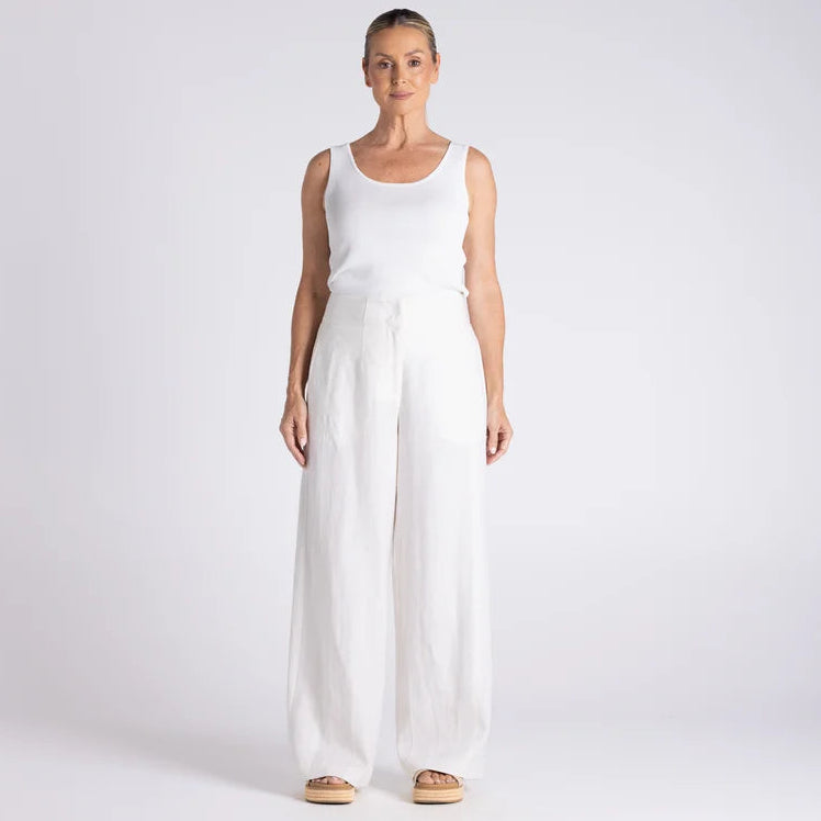 Abbey wide leg pant by Two T's - Milk