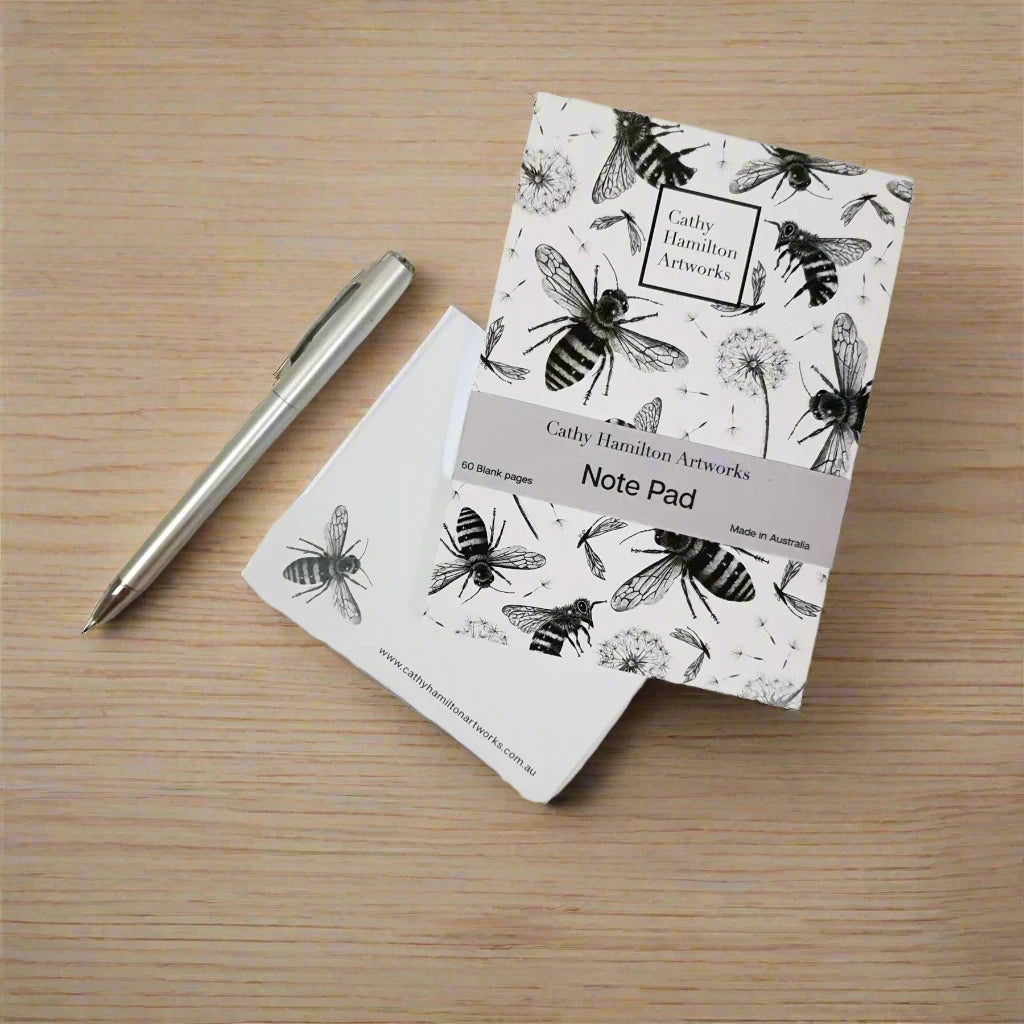 Bee A6 Notepad by Cathy Hamilton Artworks