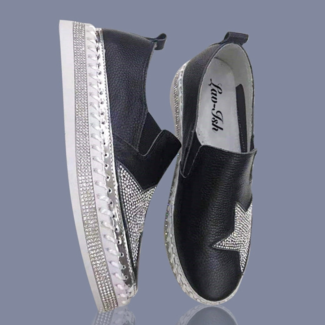 Loafer by LaVish - Black with Silver Star