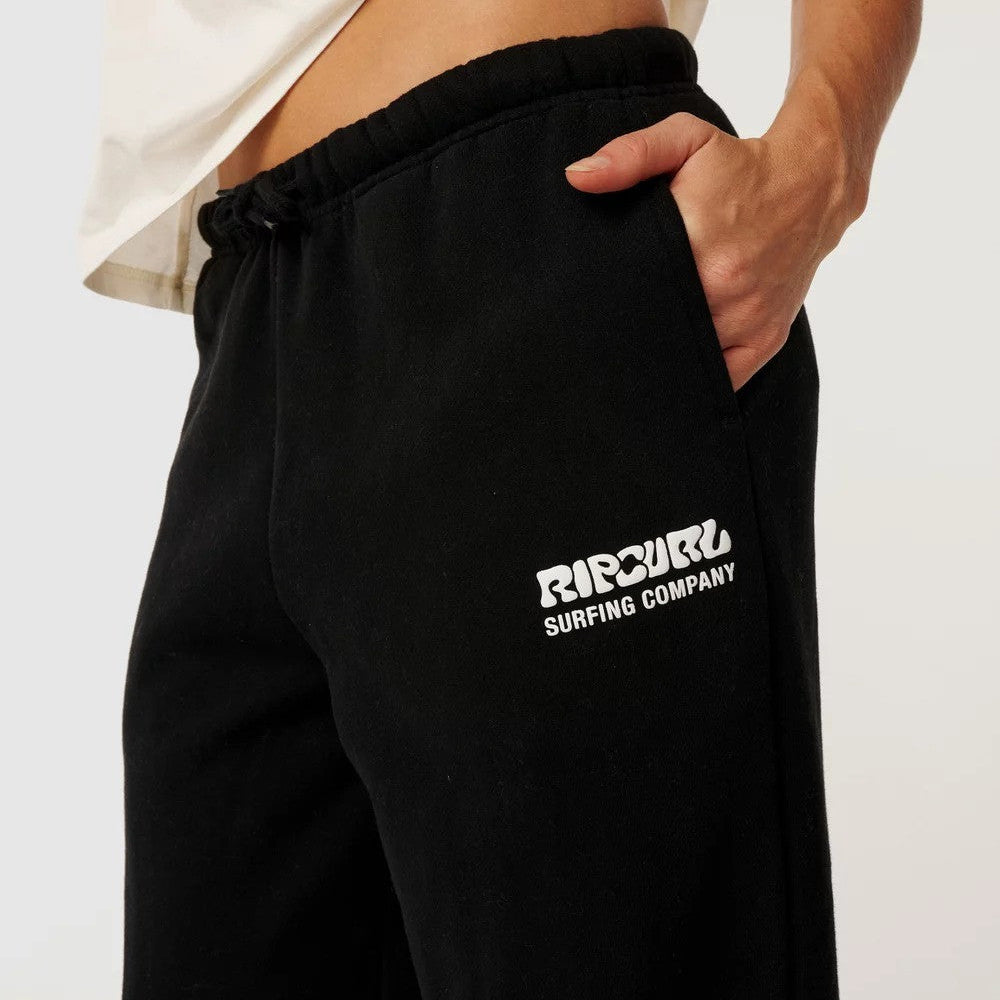 Surf Puff Wide Leg Trackpant Womens in Washed Black by Rip Curl