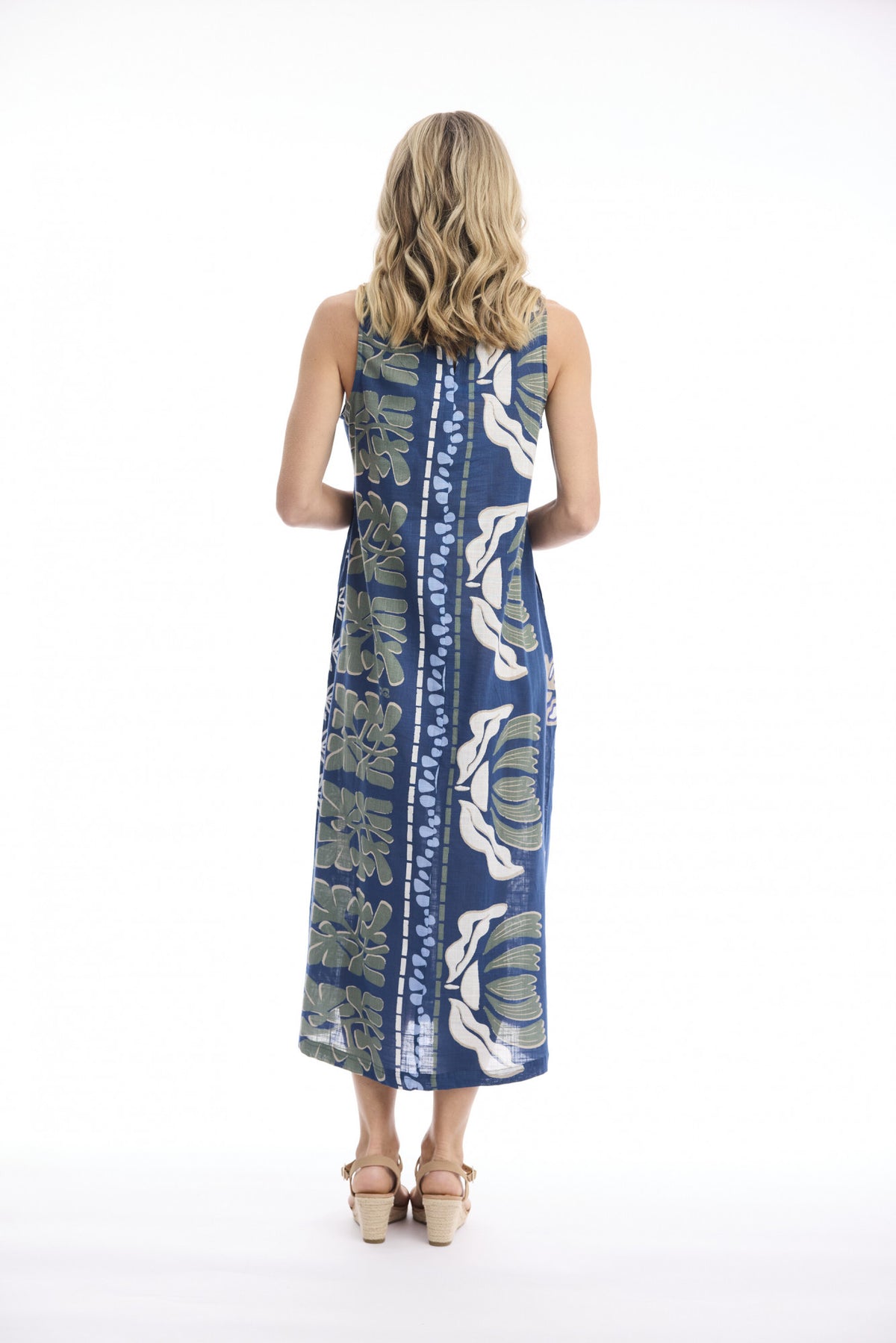 Liberte Blue Dress Midi Sleeveless by Orientique
