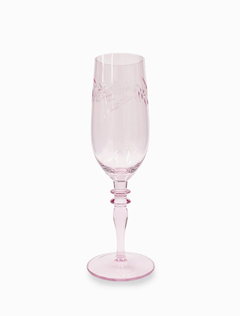 Jolie Fleur Crystal Champagne Flutes Pink by Zjoosh