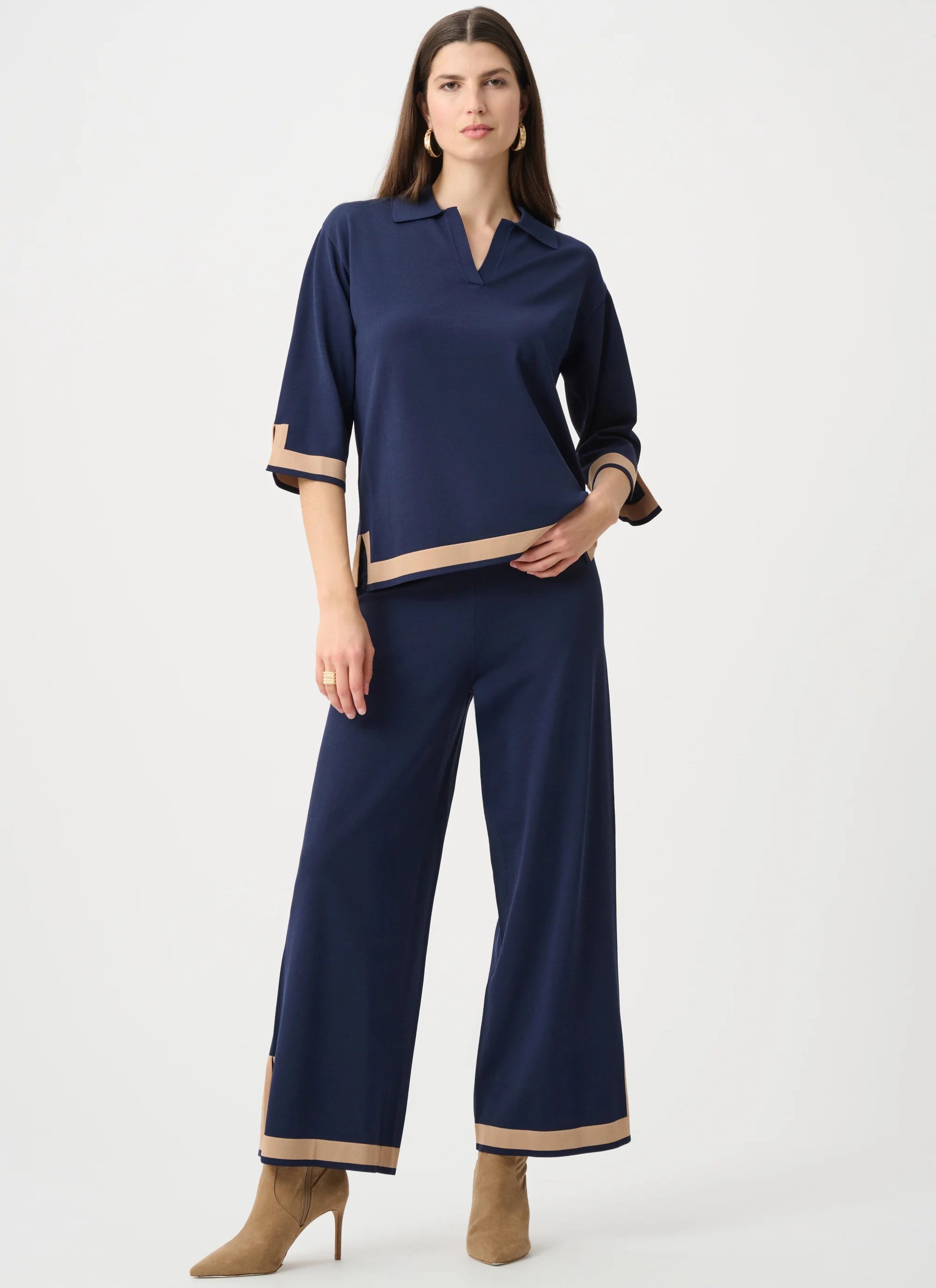 Sweater Knit Colour Block Culotte Pants by Joseph Ribkoff