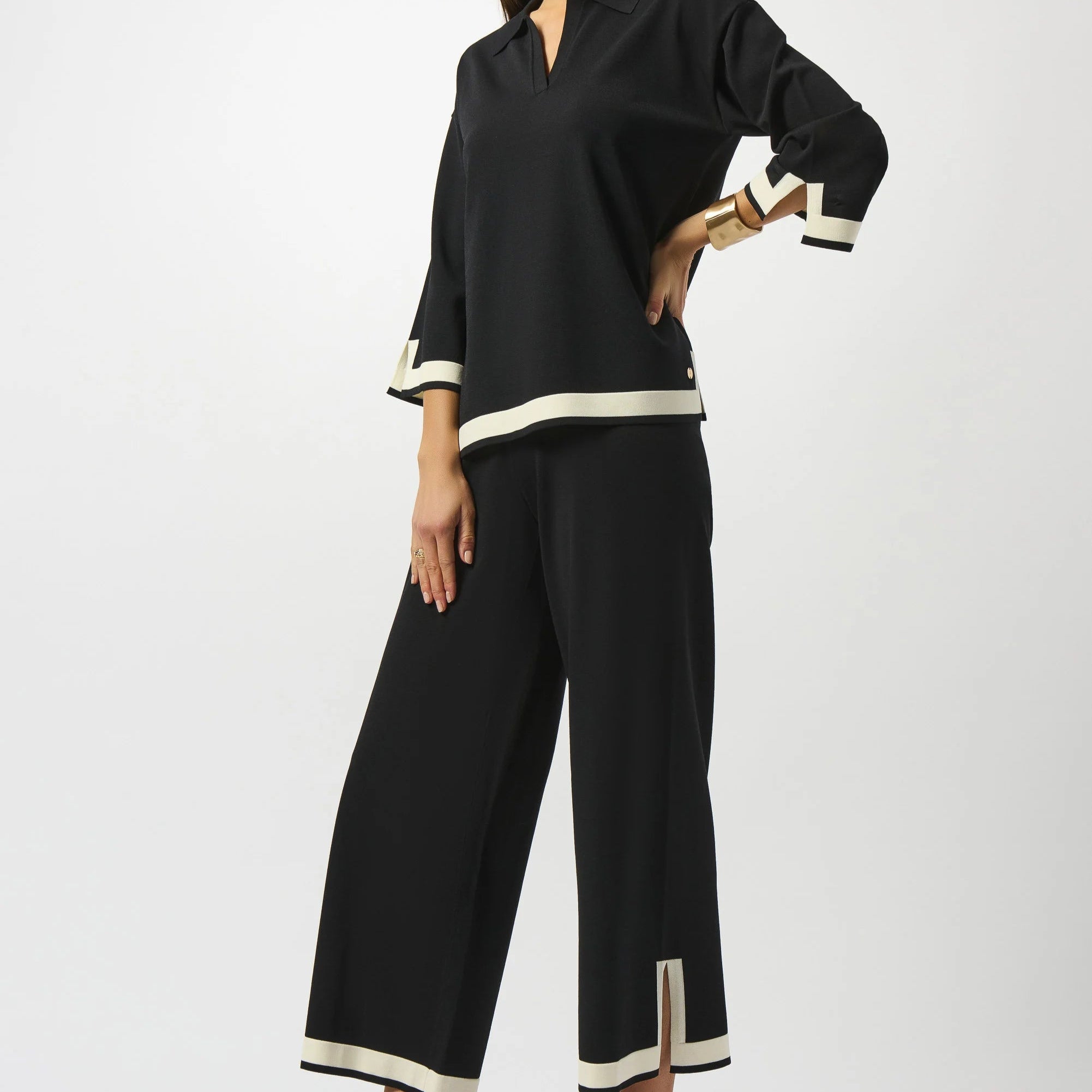 Sweater Knit Colour Block Culotte Pants by Joseph Ribkoff