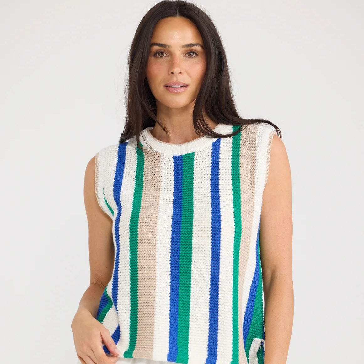 Darcia knit top blue green multi by Brave & True