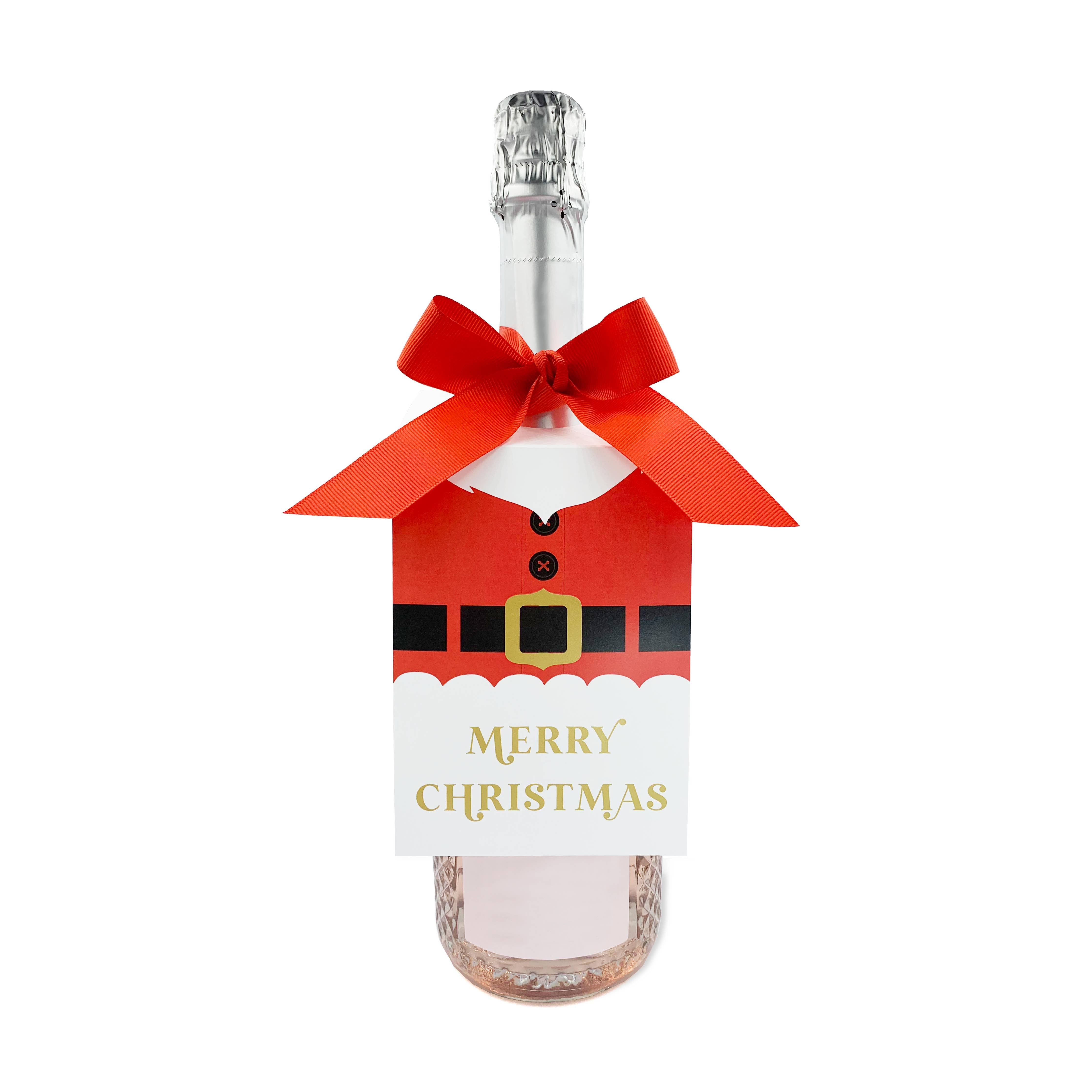 Santa Christmas Wine Bottle Gift Tag Kit - Set of 2