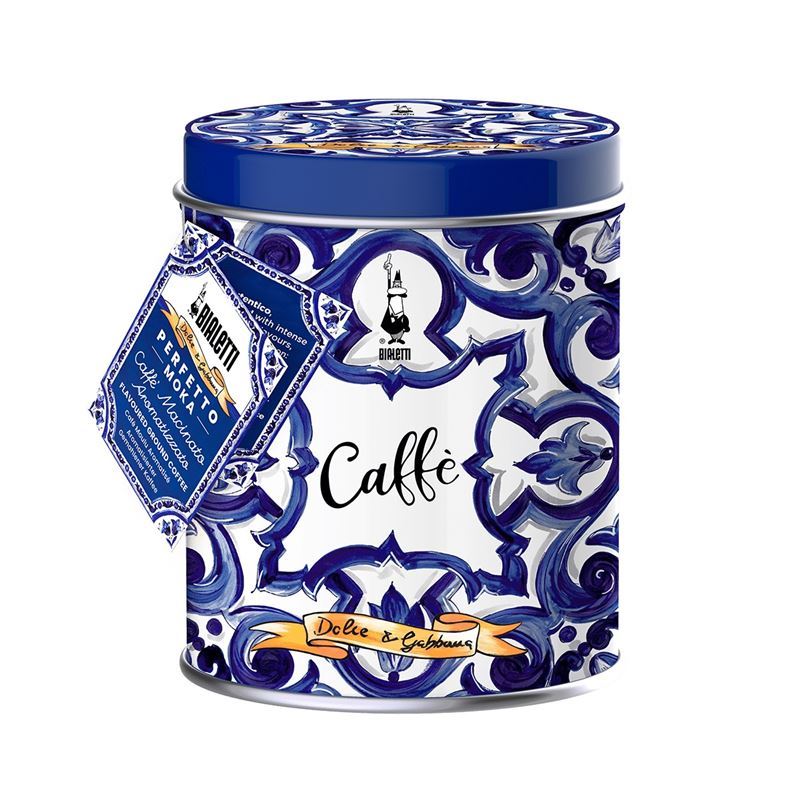 Dolce & Gabbana by Bialetti – Blu Med Perfeto Moka Autentico Ground Coffee 200g in Gift Tin