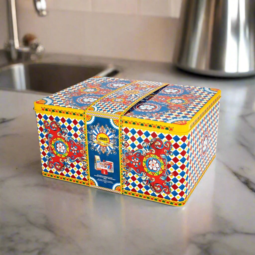 Dolce & Gabbana Moka 3 cup and coffee tin by Bialetti