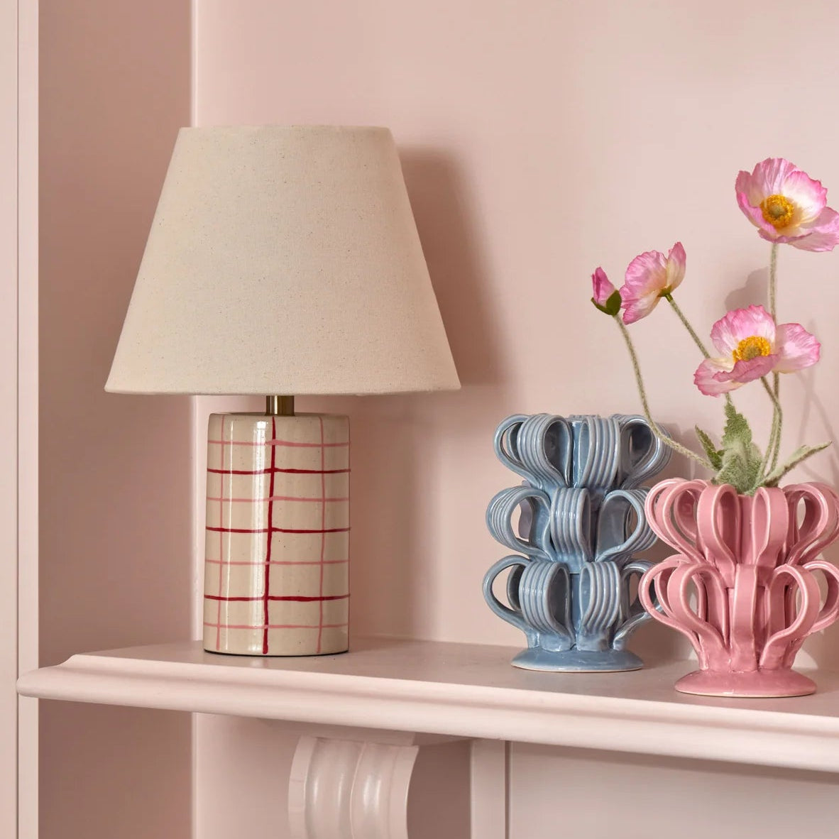 Emporium Zadie Table Lamp Ivory & Red by iSALBI