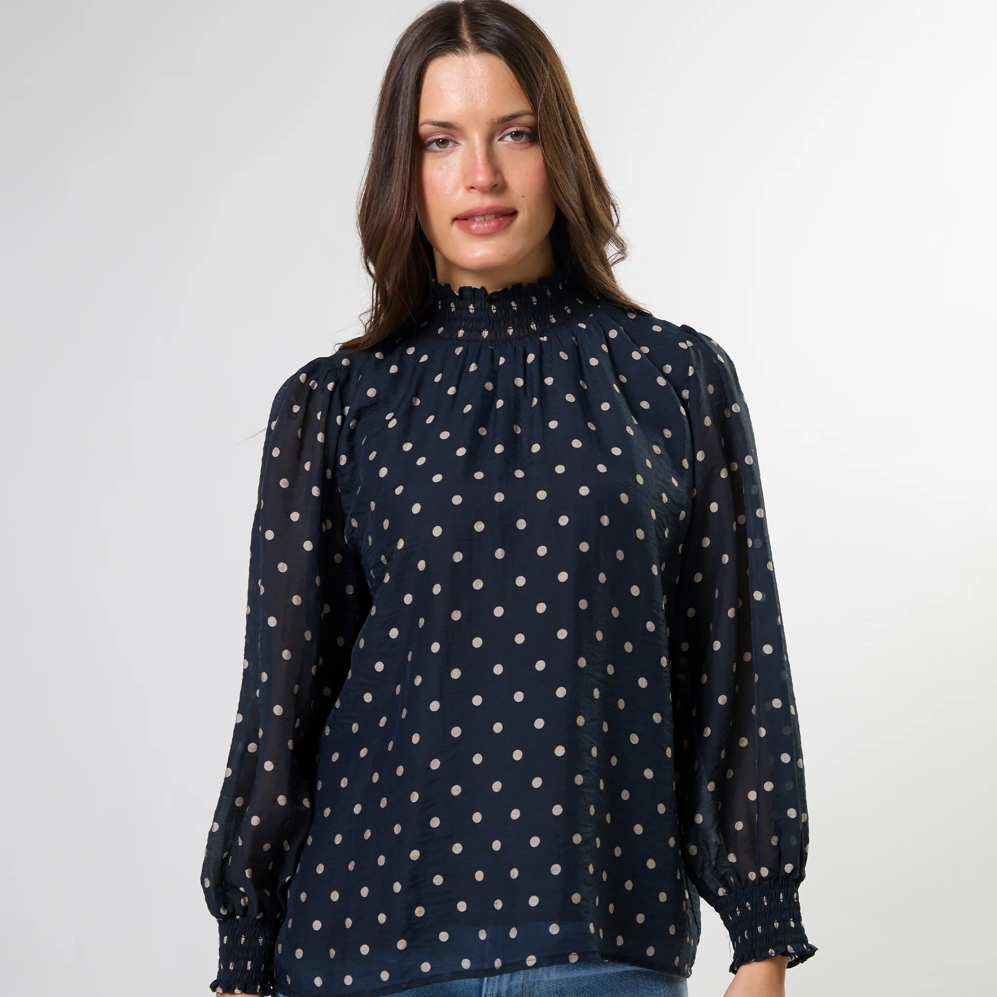 Sylvie Blouse - Midnight Dot by Stella + Gemma