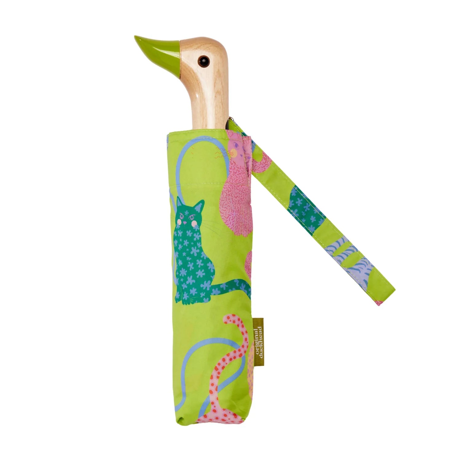 Original Duckhead Duck Umbrella Compact - Arty Cats Lime by Isalbi