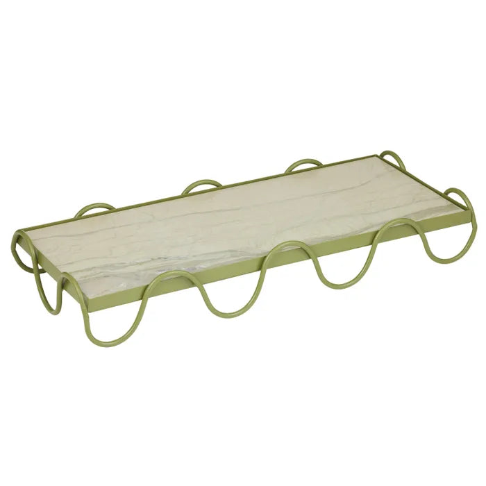 Loren Marble/Metal Tray by Coast to Coast - Green