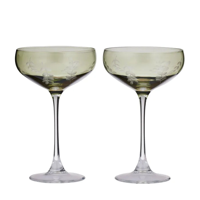 Indigo S/2 Glass Coupe by Coast to Coast - Green