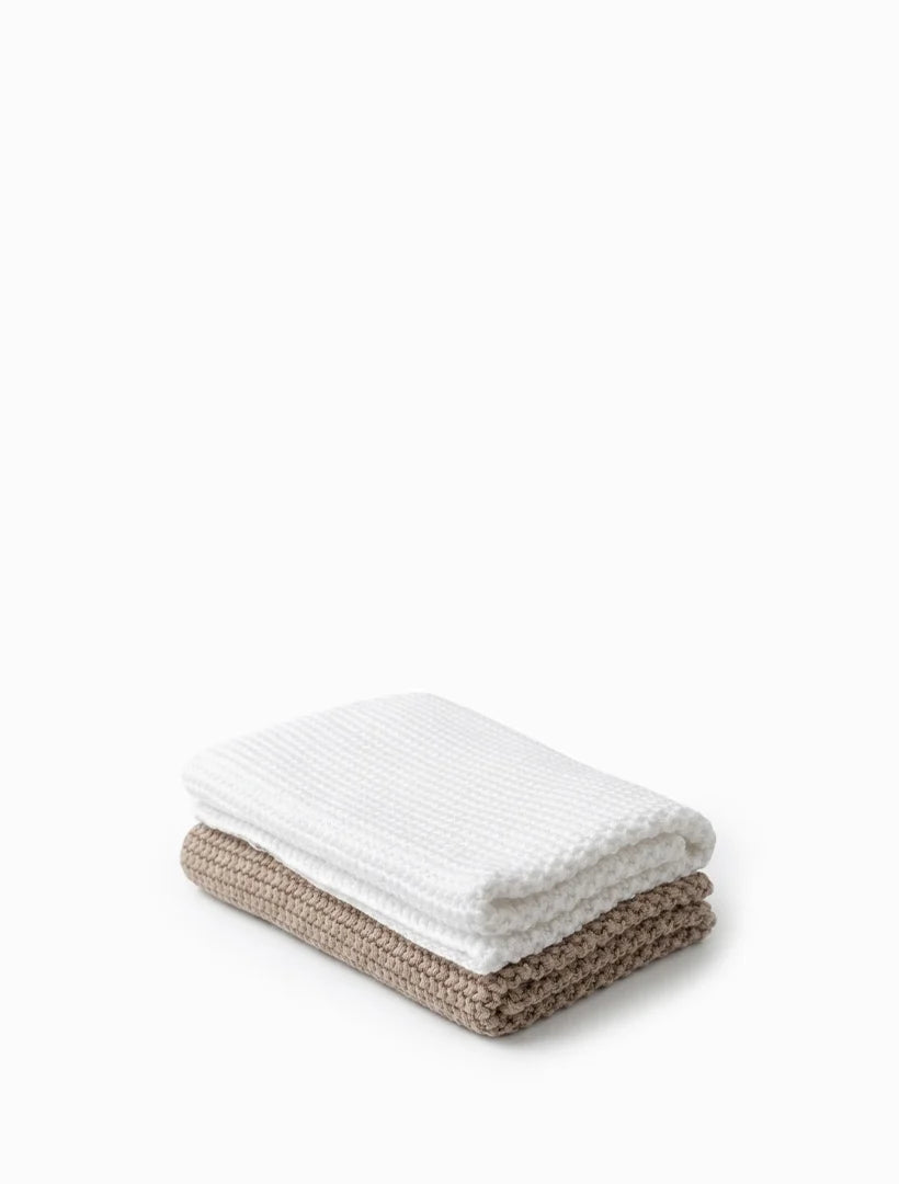 Organic Face Cloths Set of 2 White Stone by Zjoosh
