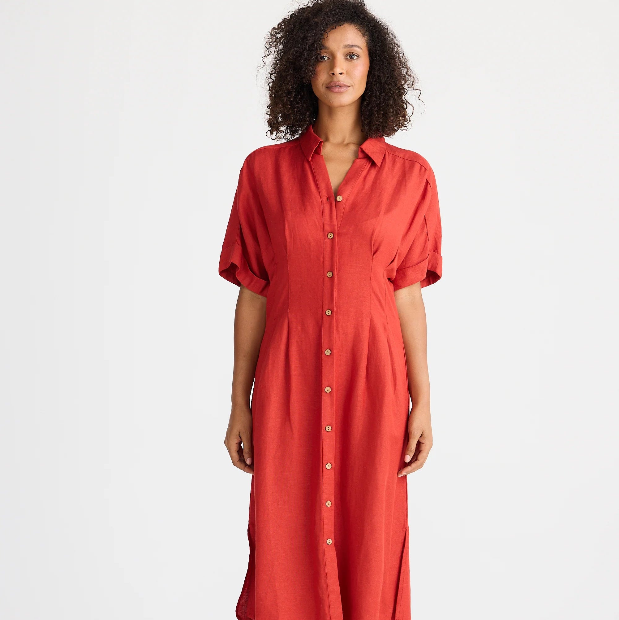 Felicita Dress by The Shanty - Cherry Linen Blend